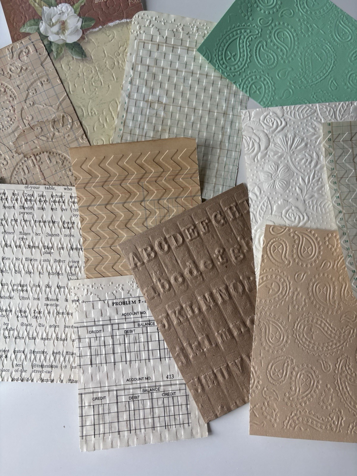 Lot Of 25 Pieces Of Hand Embossed Paper Vintage Style