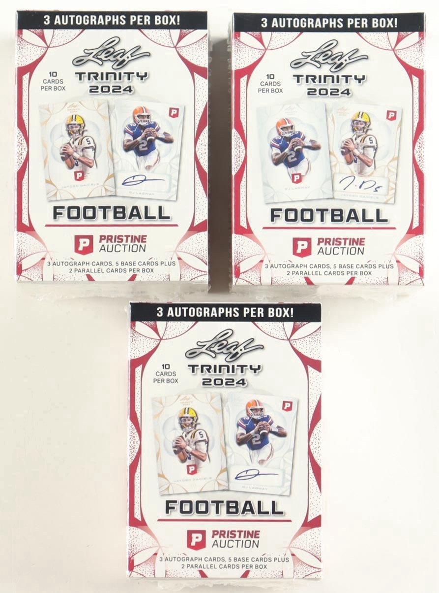Leaf Trinity 2024 Football Pristine Auction Edition 3 AUTOS/2 PARALLELS PER BOX