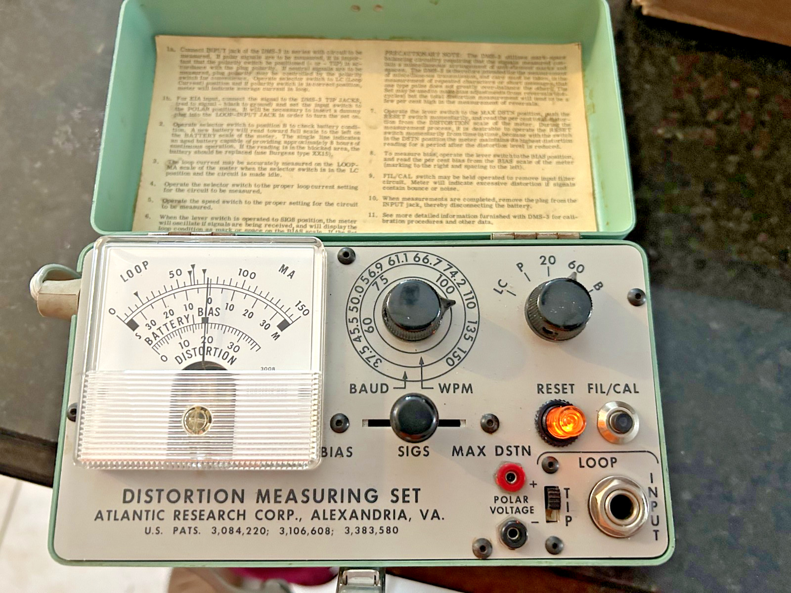 Vintage Atlantic Research Distortion Measuring Set Tester Works w/ Case