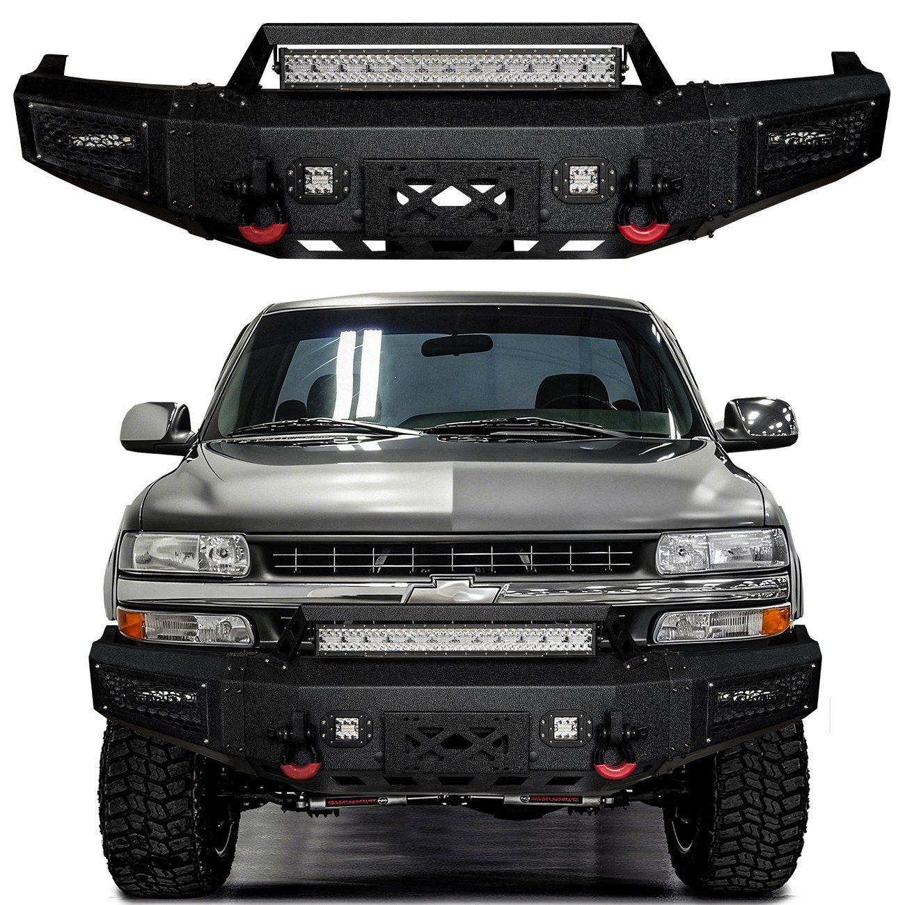 Vijay Fit 1999-2002 Chevy Silverado 1500 Front or Rear Bumper with LED Lights