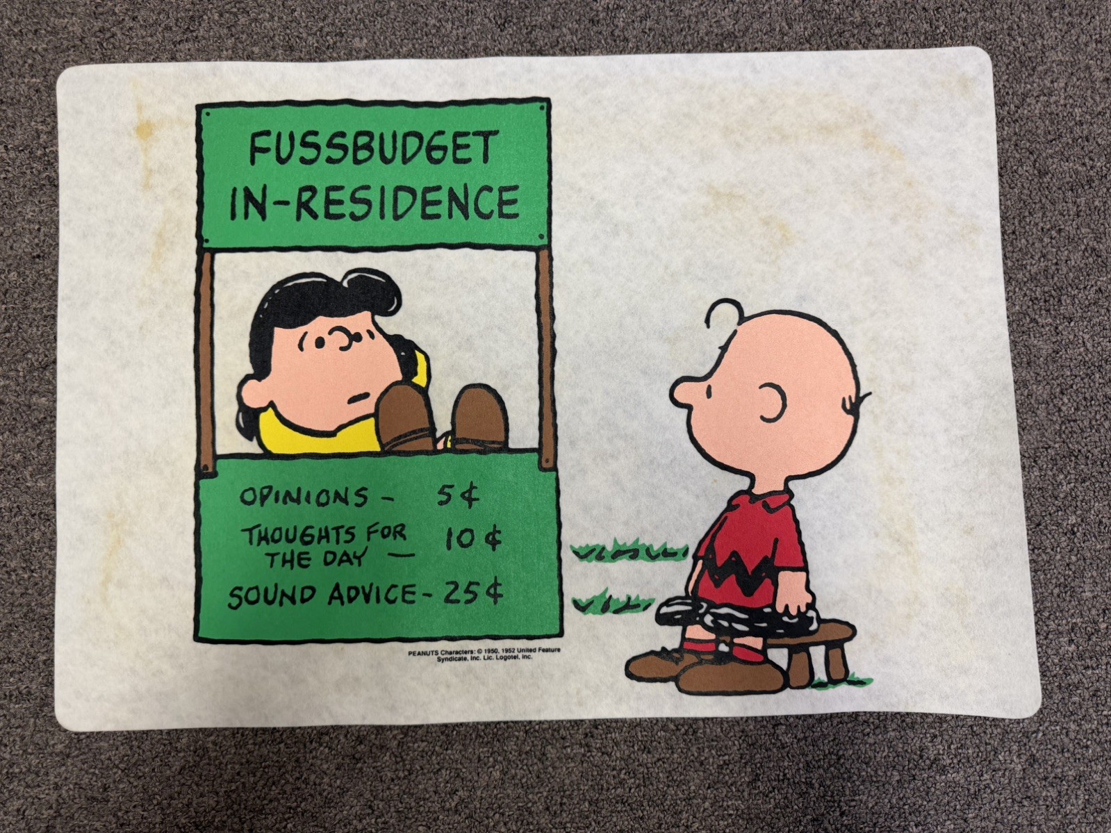 Vintage Peanuts Lucy & Charlie Brown Test Print – \