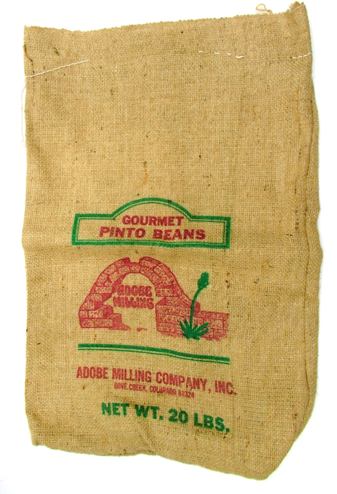 Adobe Milling Company INC. Pinto Bean Burlap Sack. 20lb Bag, (qty-2) Adobe Milling Company INC. Pinto Bean Burlap Sack. 20lb Bag, (qty-2)