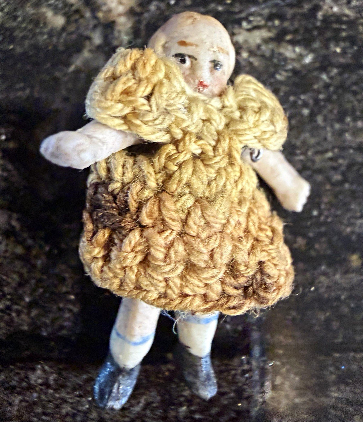 Antique German Miniature All Bisque Doll 1.5” Wire Jointed Carl Horn Attrib.