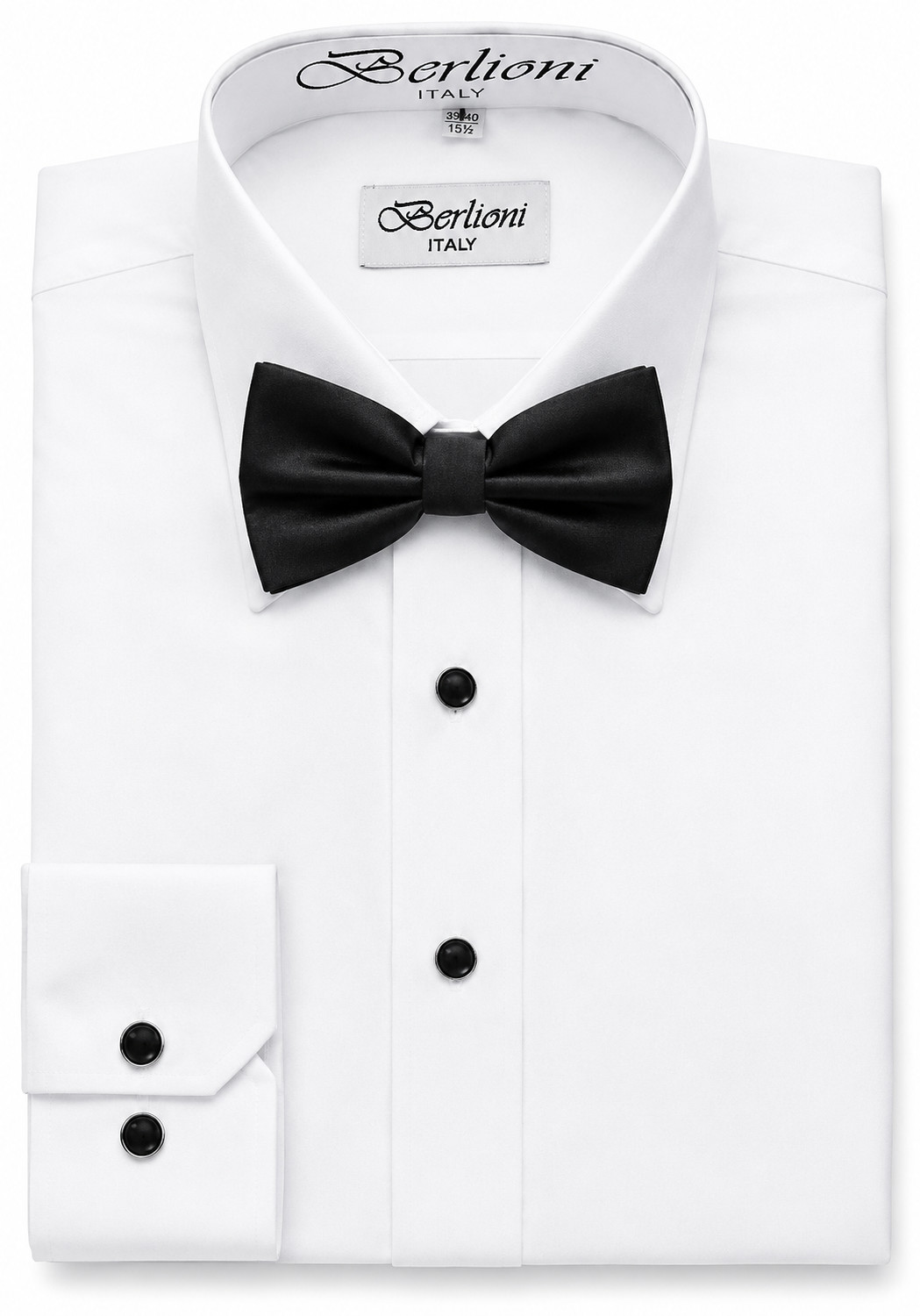 Berlioni Italy Men's Premium Formal Tuxedo Shirt With Bow Tie Berlioni Italy Men's Premium Formal Tuxedo Shirt With Bow Tie