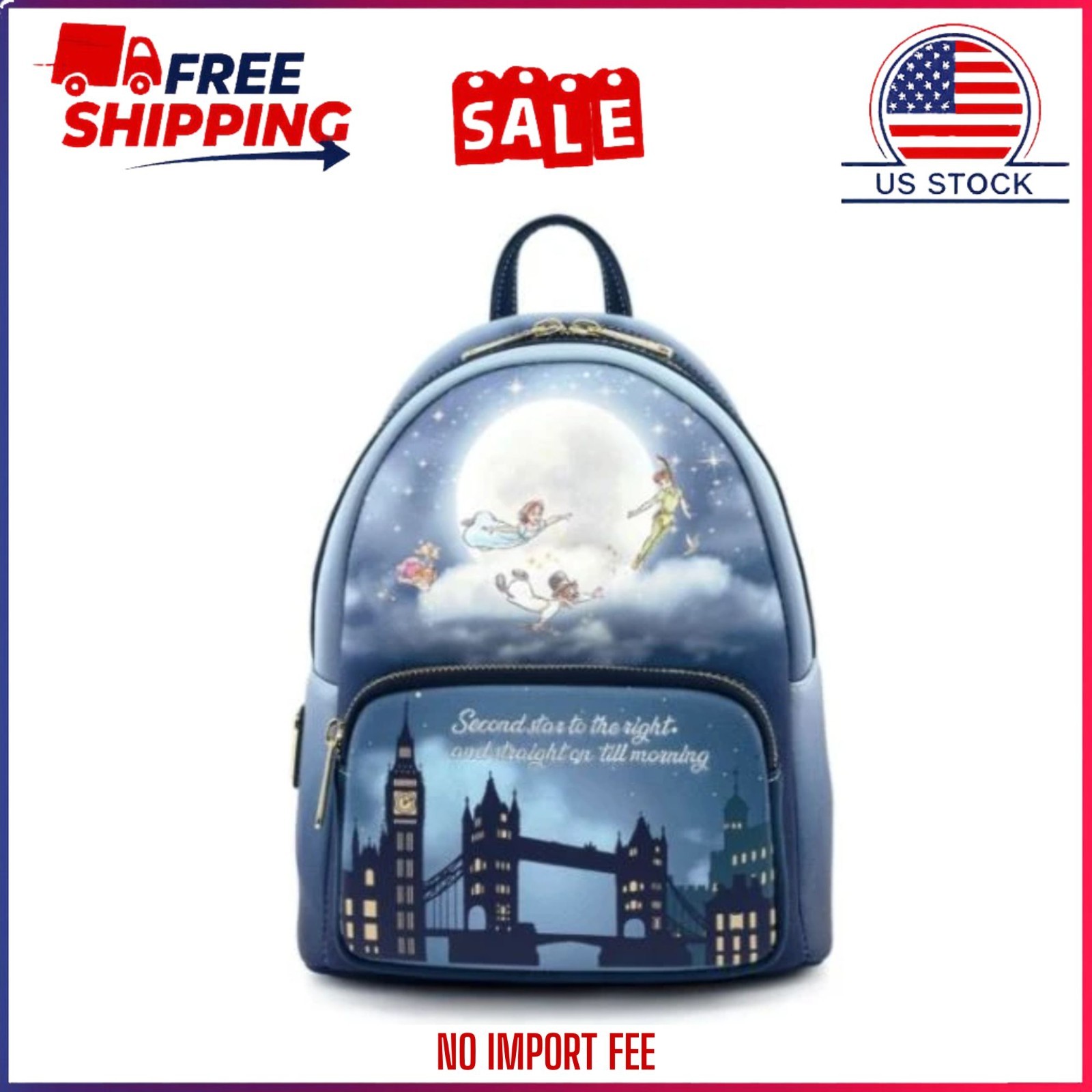 Loungefly Disney Peter Pan Second Star Glow-In-The-Dark Mini Backpack NEW Loungefly Disney Peter Pan Second Star Glow-In-The-Dark Mini Backpack NEW