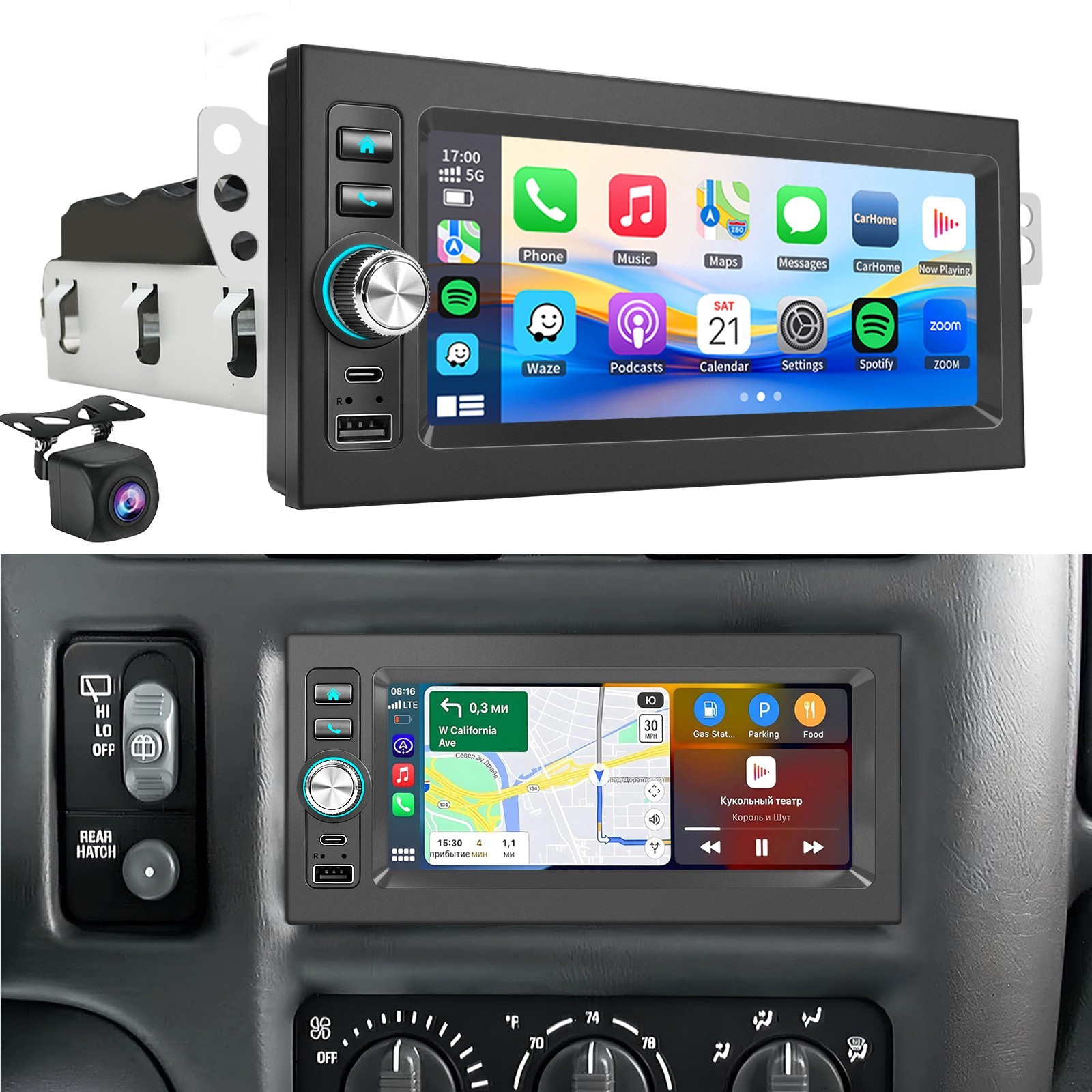 Plug play Wireless Apple Carplay Car Stereo Radio GPS For GMC Yukon 1995-2002