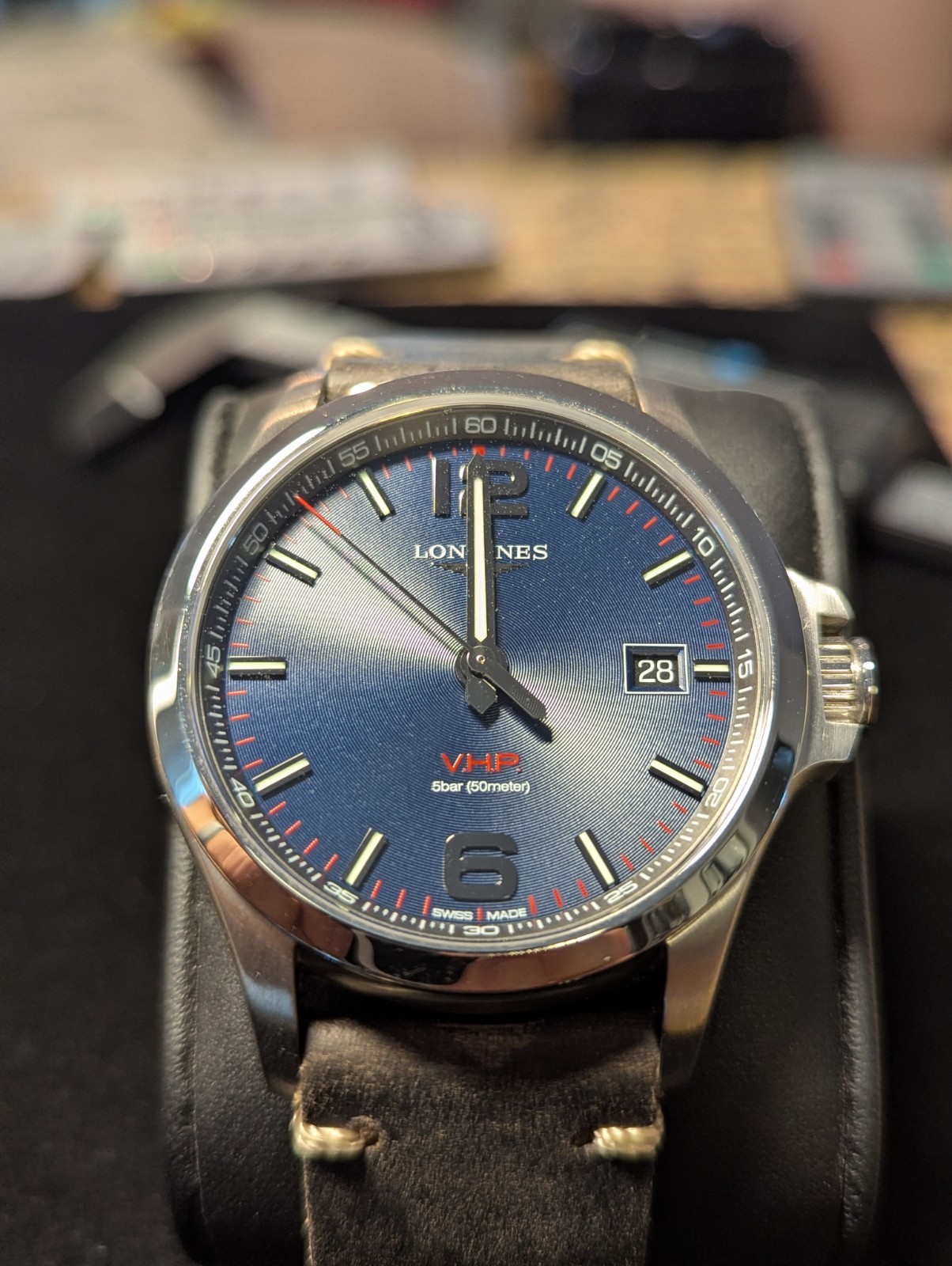 Longines Conquest V.H.P. 43mm Blue Dial Quartz L3.726.4.96.7 Box Papers Swiss