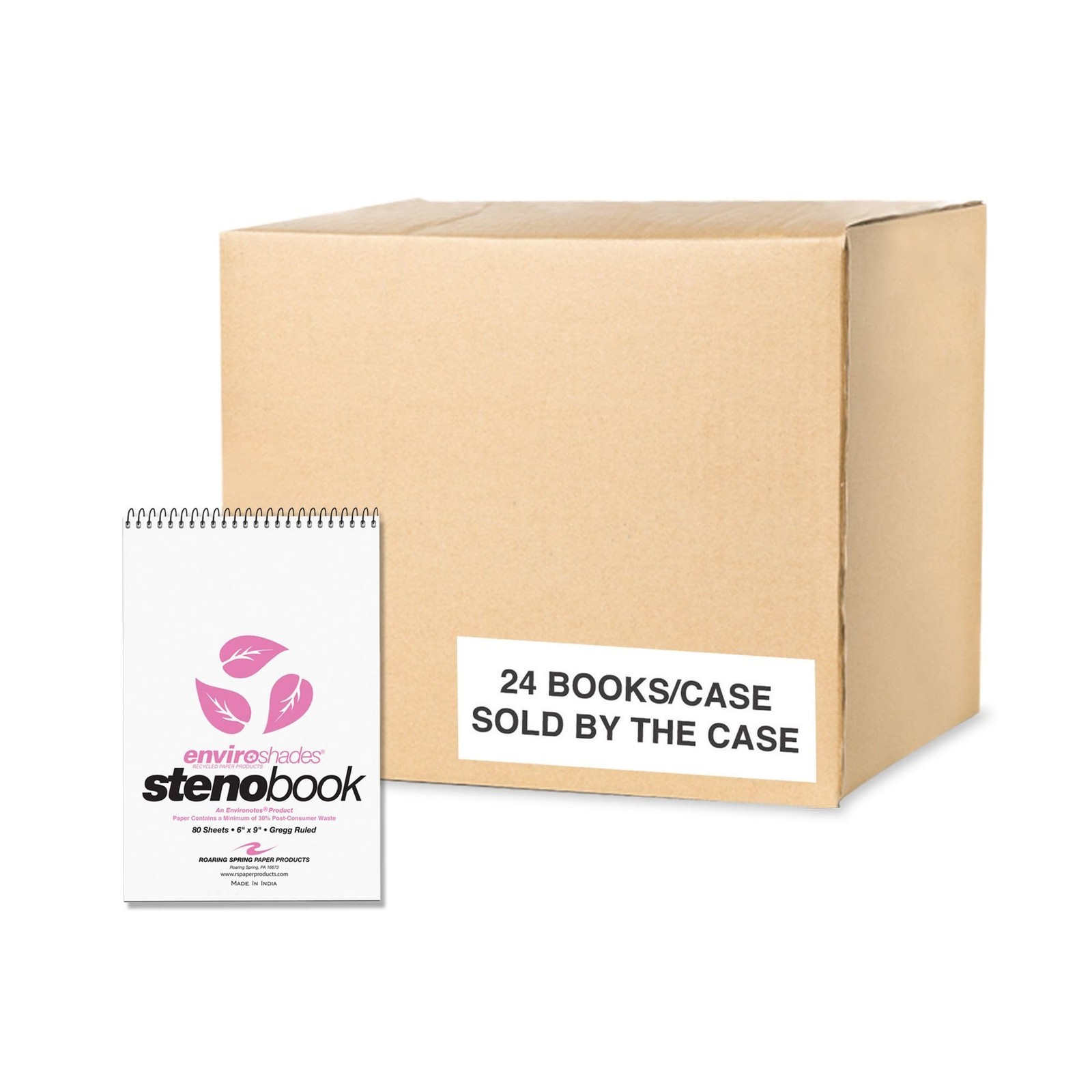 ROARING SPRING Enviroshades 12254cs2 Steno Books, 24 Pack Pink, 6x9, 80 Sheets ROARING SPRING Enviroshades 12254cs2 Steno Books, 24 Pack Pink, 6x9, 80 Sheets