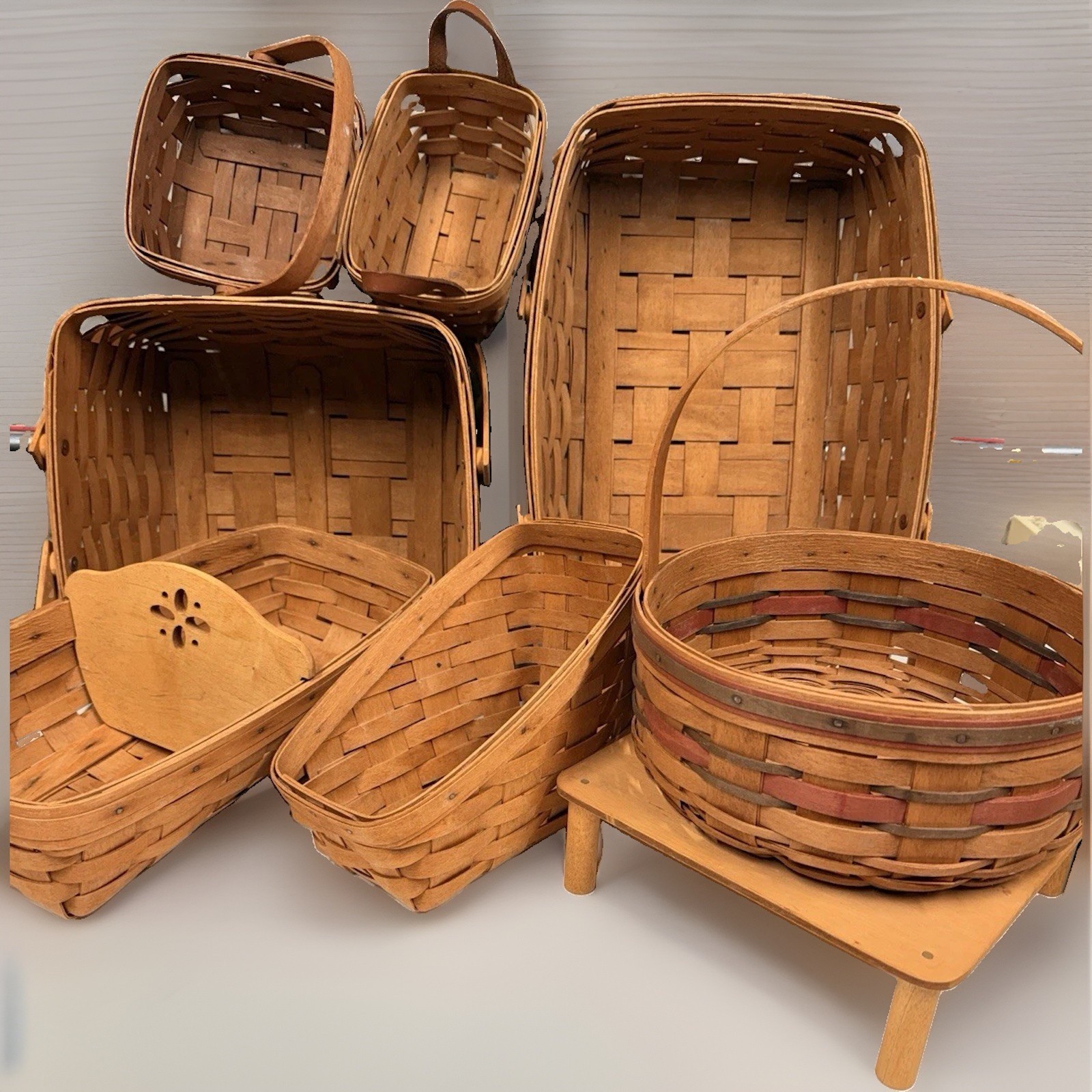 1990s Vintage Longaberger Baskets Vegetable Bread Crisco Riser Square Pie Maple