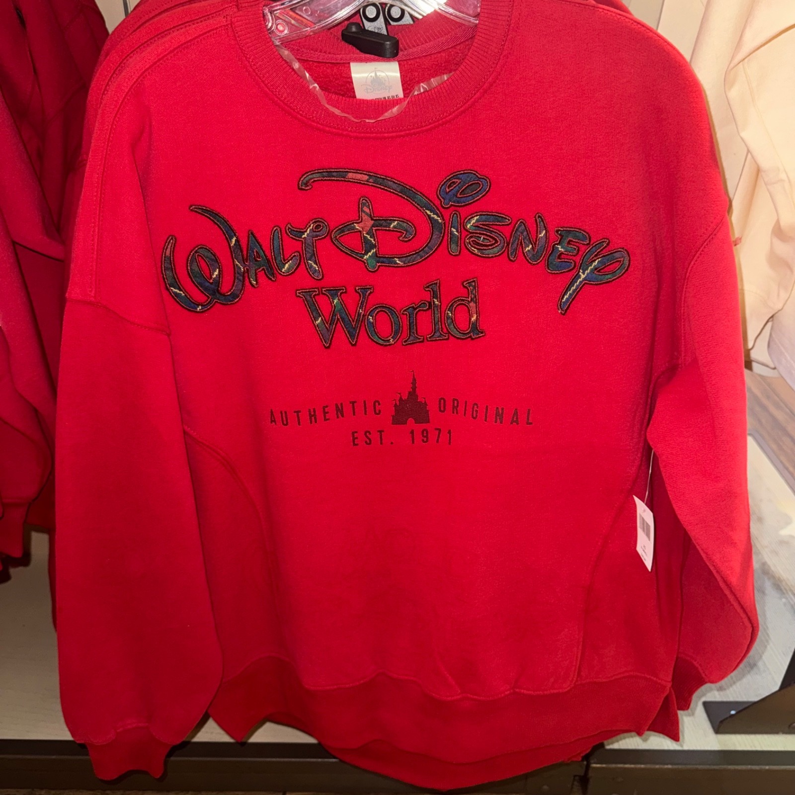 2026 Walt Disney World Parks Christmas Red Plaid Sweatshirt Adult NWT