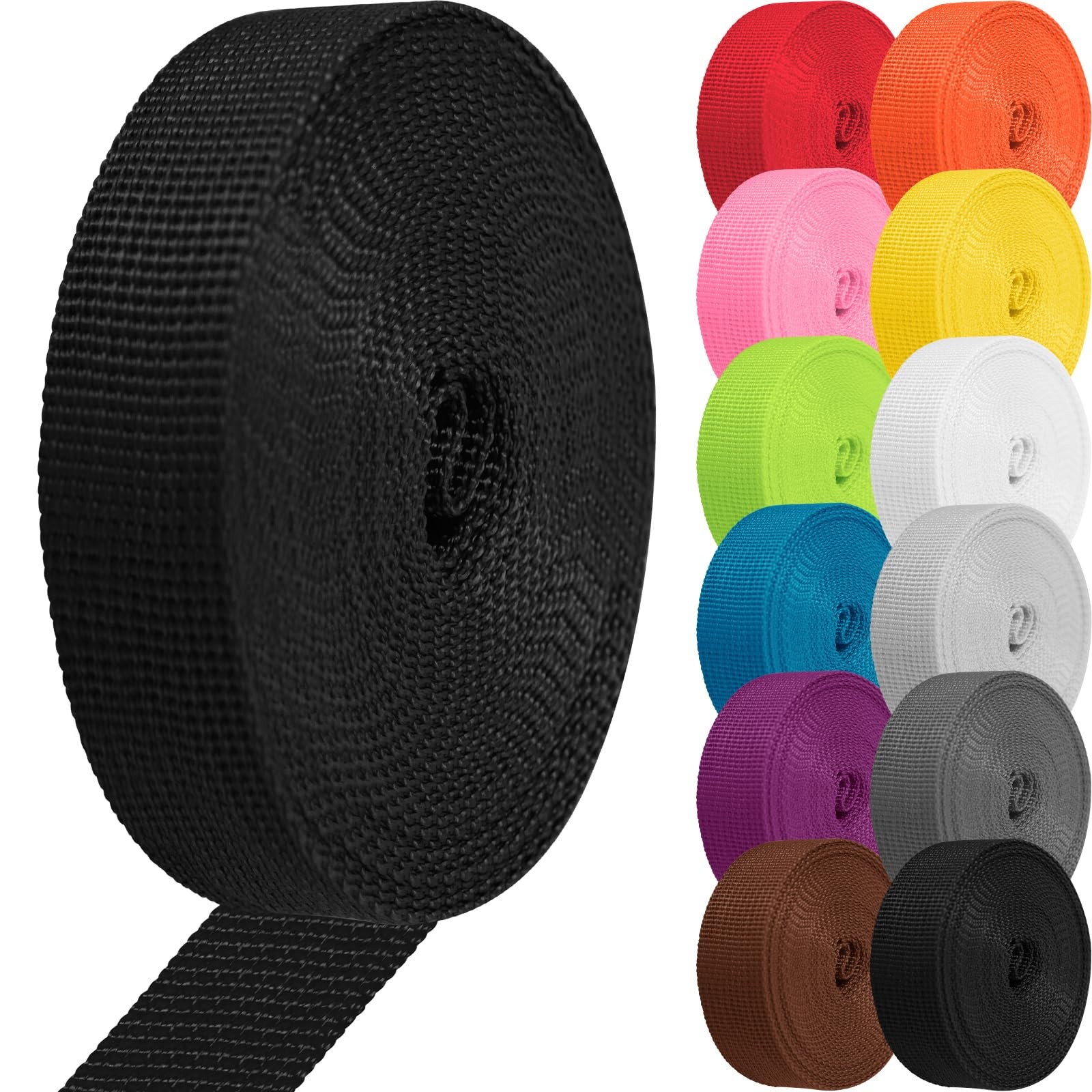 Polypropylene Webbing 1 Inch 1.5 Inch Nylon Webbing Straps for Bags, Pets, Cl...