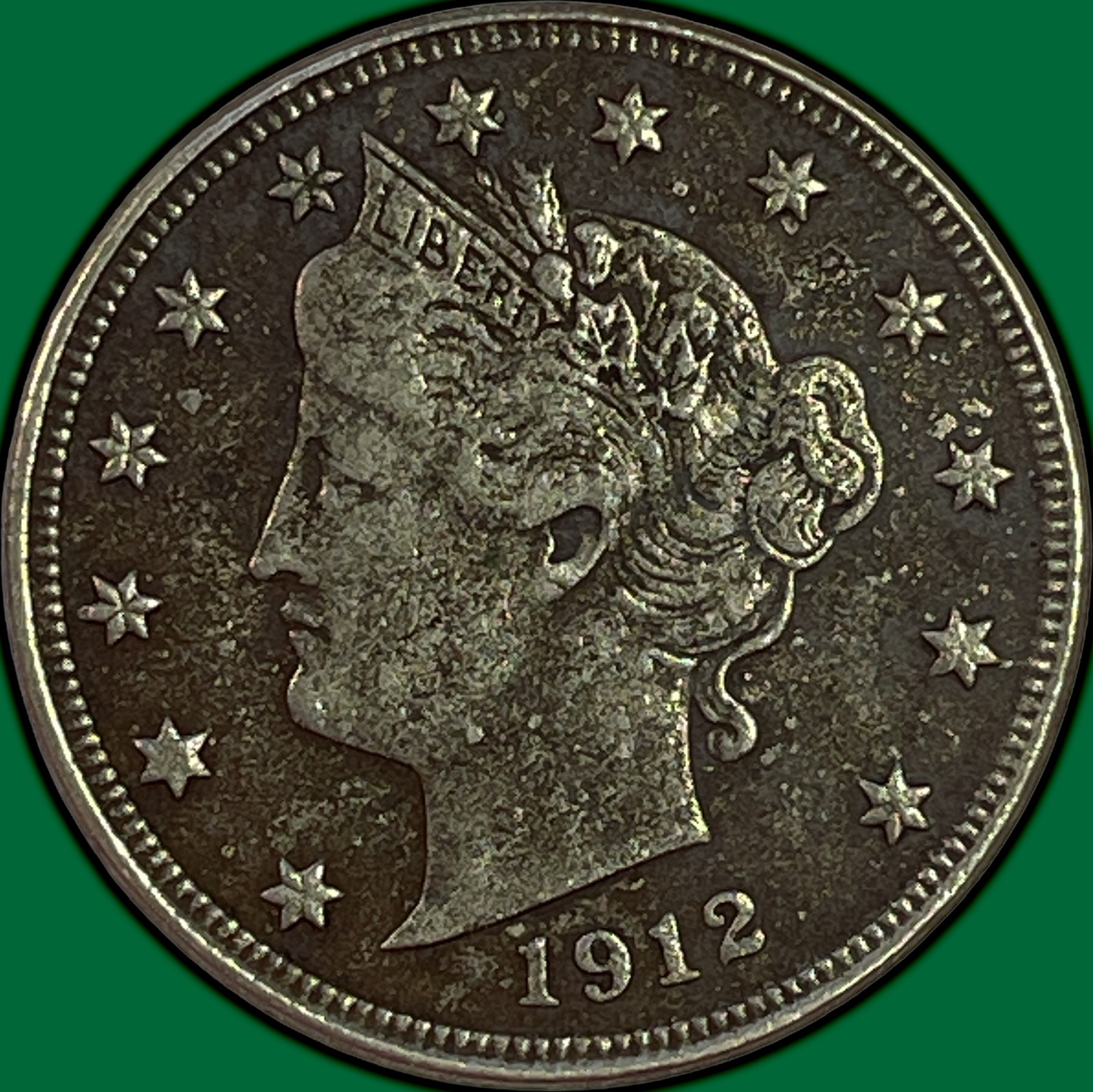 1912-D Liberty Head V Nickel Extremely Fine XF Coin, Corrosion #47967