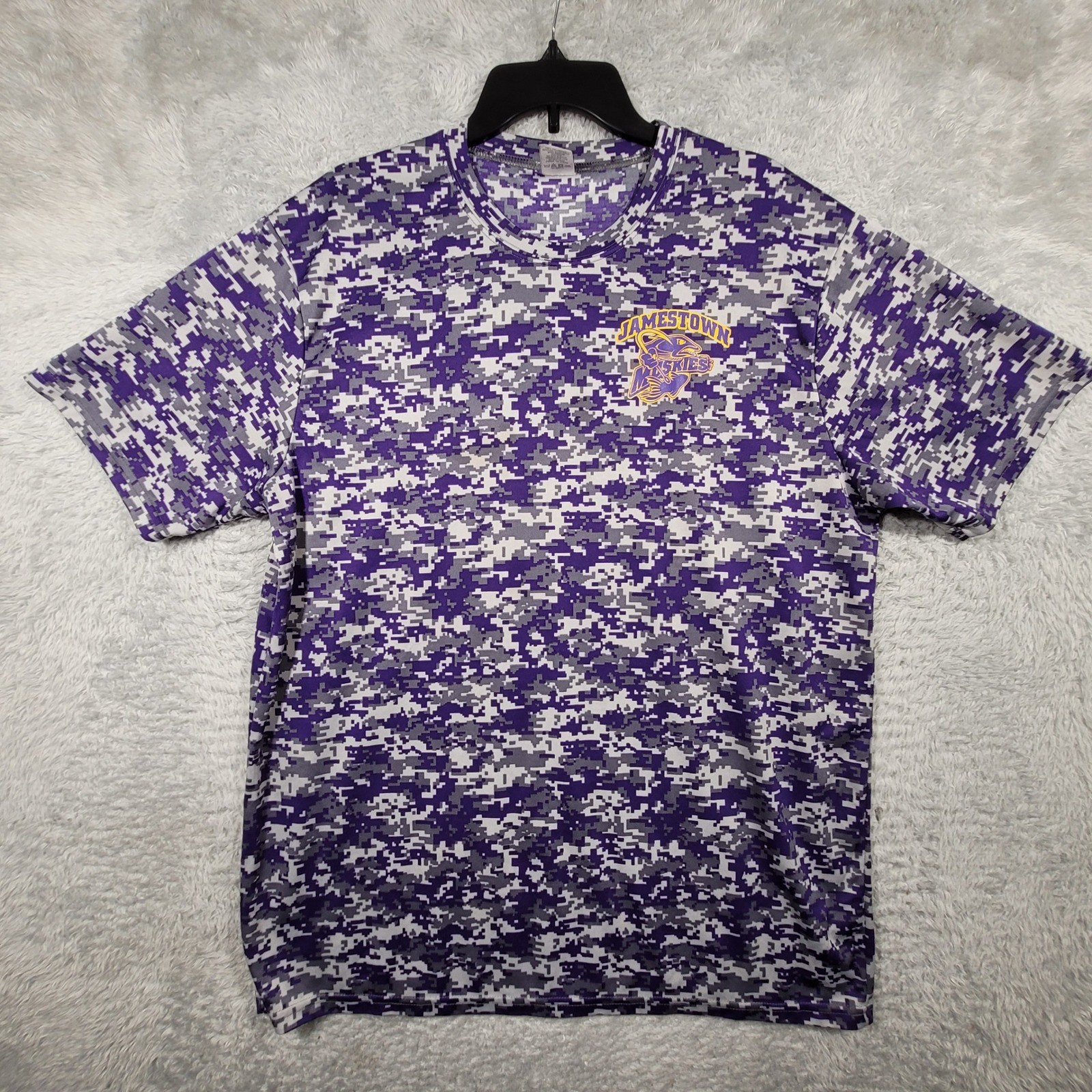 Augusta Shirt Mens XL Purple Digital Camo Jamestown Huskies Performance
