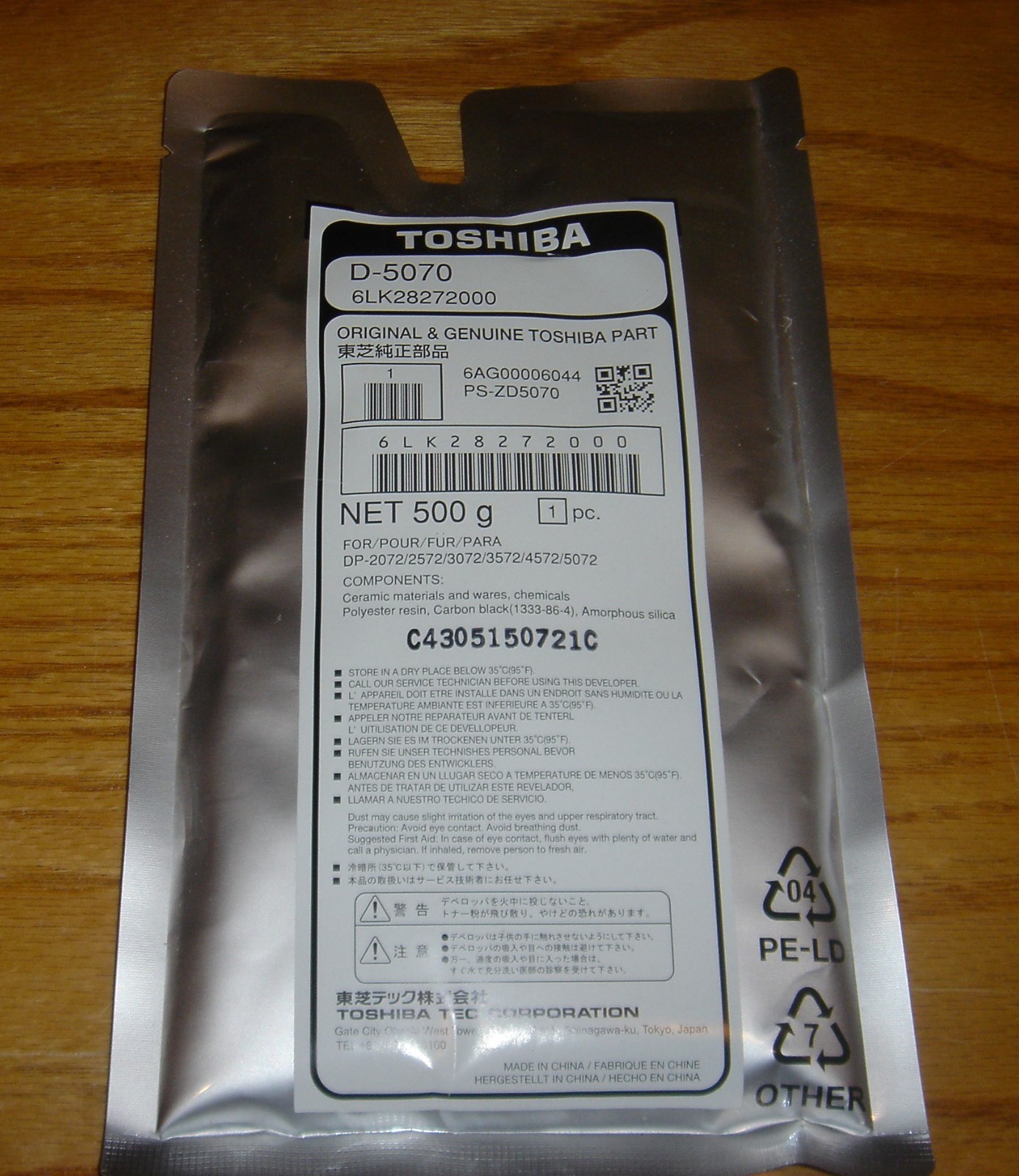 Genuine OEM Toshiba Black Developer D-5070, 6LK28272000 - NEW Genuine OEM Toshiba Black Developer D-5070, 6LK28272000 - NEW