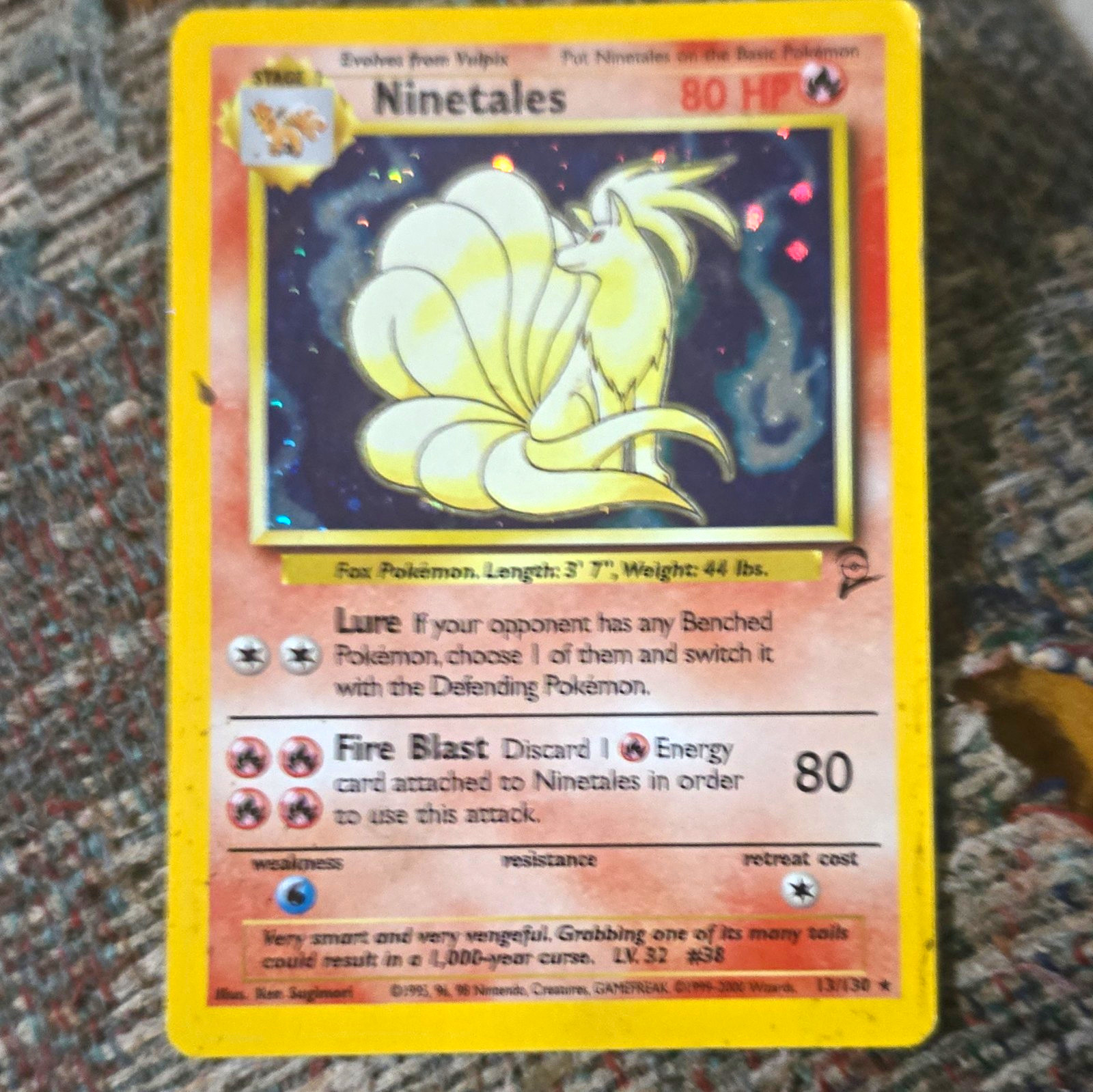 Wizards of the Coast Ninetales Base Set 2 Holo Rare 13/130 80 HP English Wizards of the Coast Ninetales Base Set 2 Holo Rare 13/130 80 HP English
