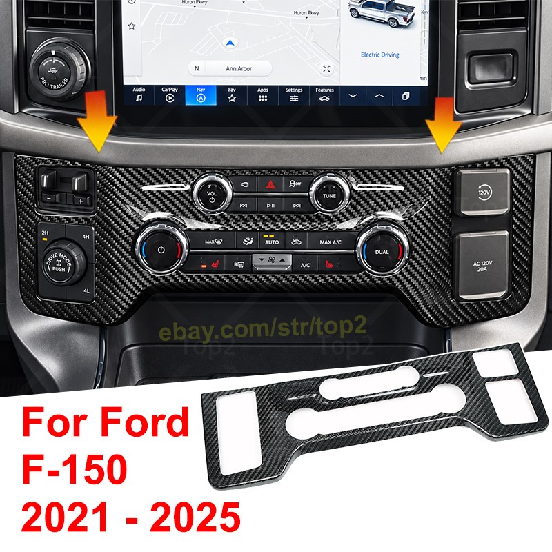Dry Carbon Fiber Dash Control Panel Trim Cover For Ford F-150 2021-2025 F150