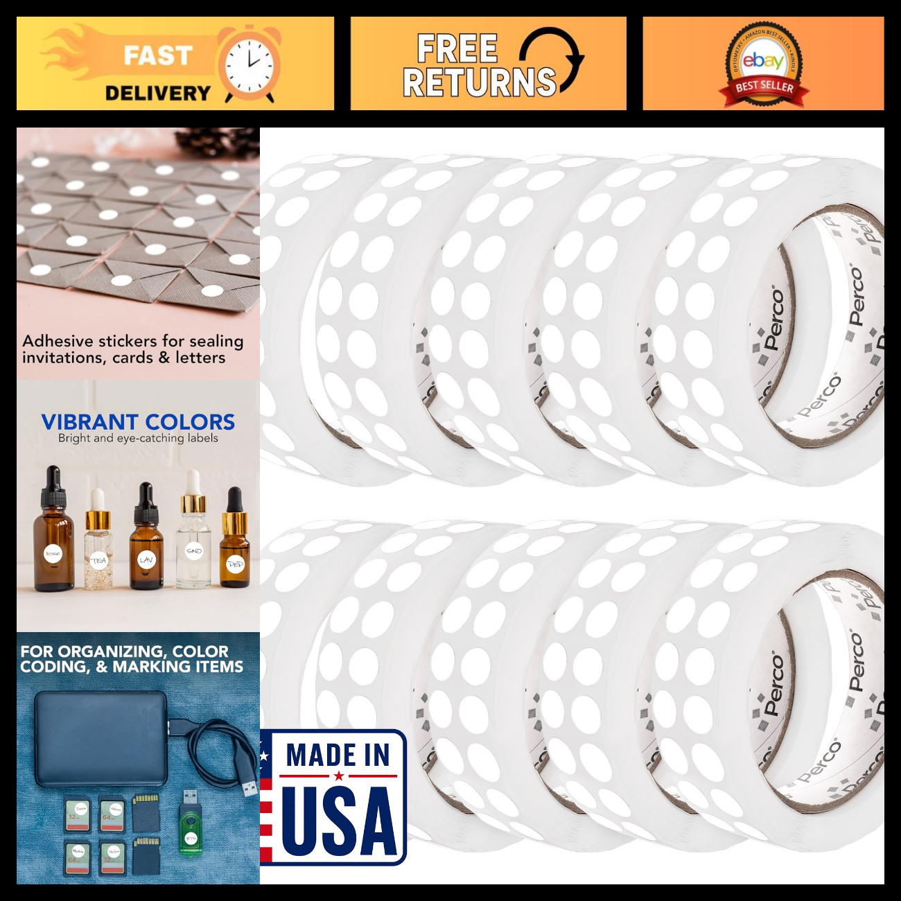 White Perforated Round Dot Stickers 1/2-Inch - 30,000 Labels for Pricing, Barcod White Perforated Round Dot Stickers 1/2-Inch - 30,000 Labels for Pricing, Barcod