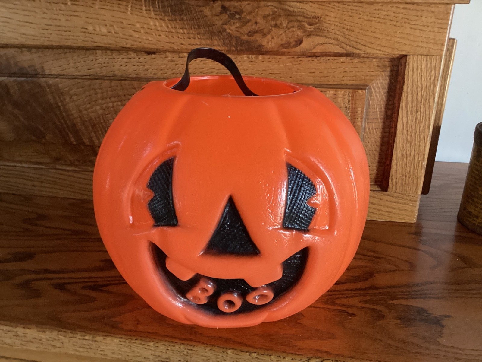 Vintage Halloween BLOW MOLD JOL Pumpkin BOO Smiling JACK-O-LANTERN Bucket RARE Vintage Halloween BLOW MOLD JOL Pumpkin BOO Smiling JACK-O-LANTERN Bucket RARE