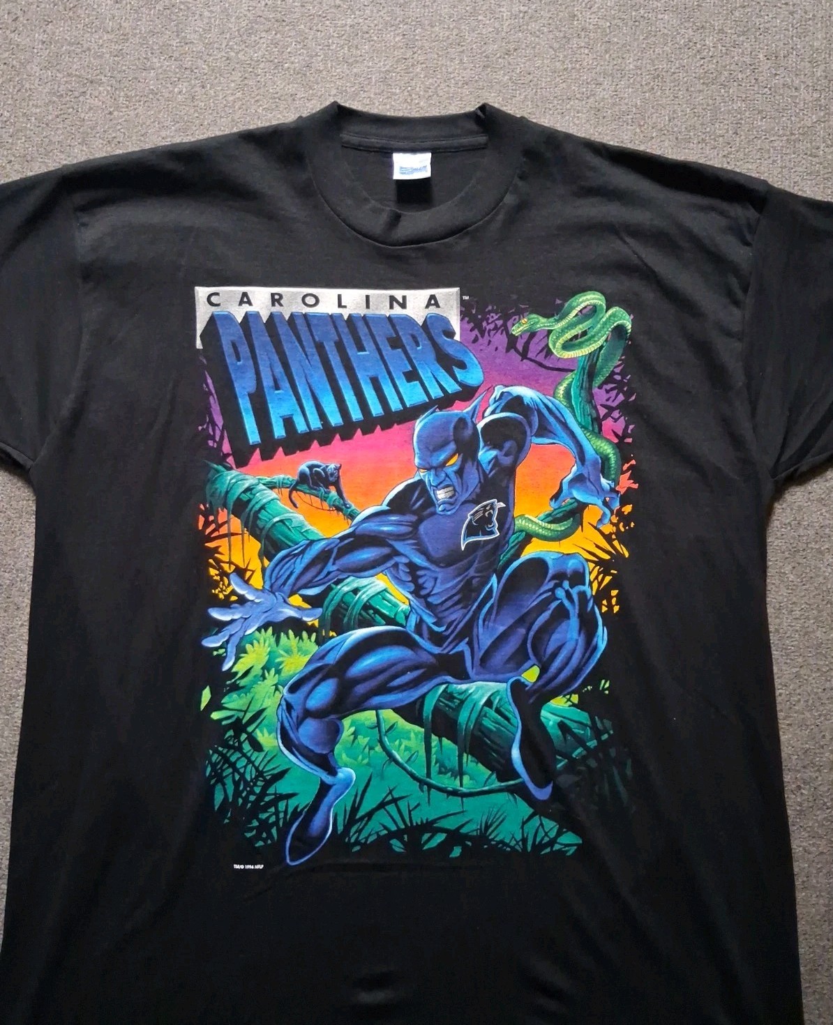 Vintage 1994 Carolina Panthers T-Shirt Men's XL Salem Sportswear Superhero 90's Vintage 1994 Carolina Panthers T-Shirt Men's XL Salem Sportswear Superhero 90's