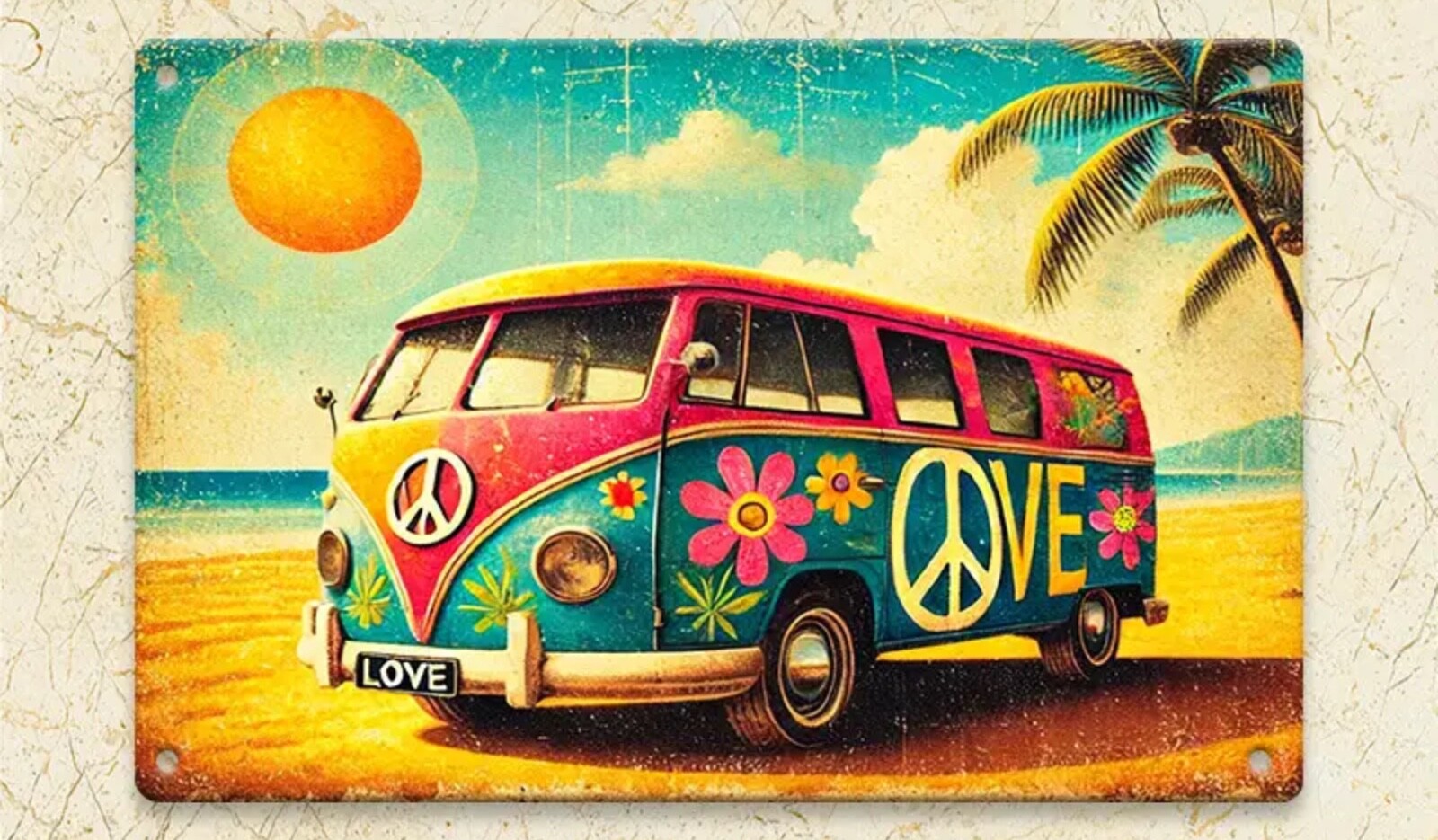VW- Volkswagen Bus - vanagan - 12x8Retro Beach Bus Aluminum Sign -new VW- Volkswagen Bus - vanagan - 12x8Retro Beach Bus Aluminum Sign -new
