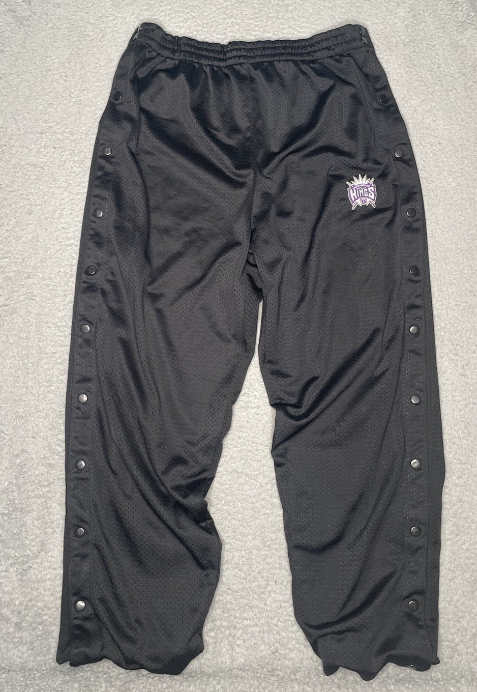 Rare VTG LOGO Athletic Sacramento Kings Tear Away Warm-Up Pants Black Mens Sz XL