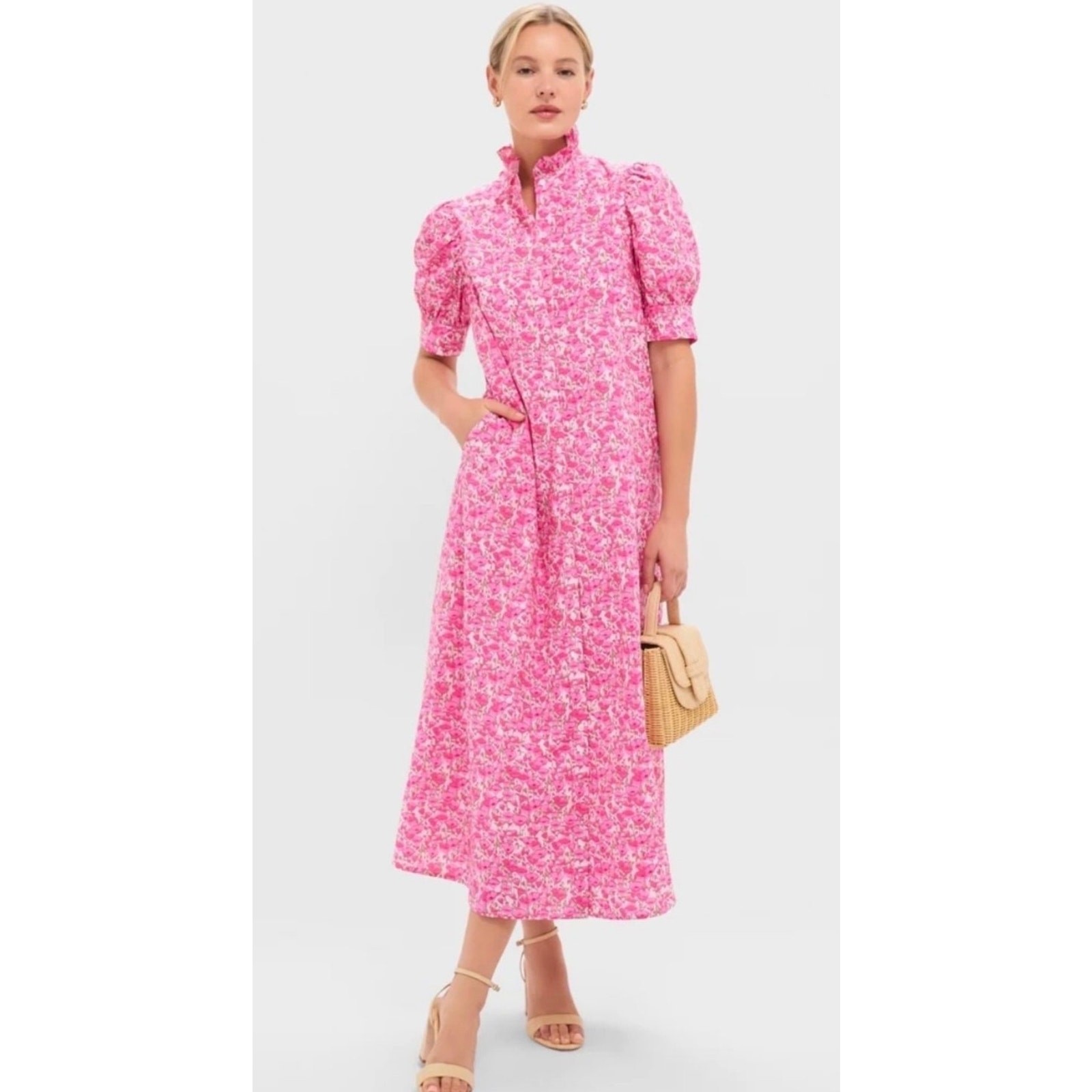 Tuckernuck Hyacinth House Pink Poppies Floral Louisa Maxi Dress Size XL