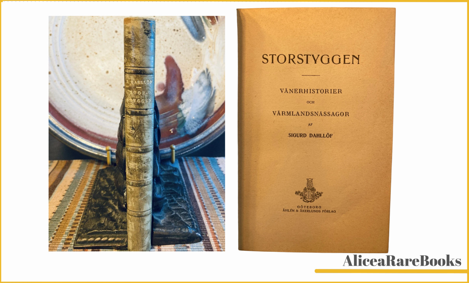 Sigurd Dahllöf Storstyggen Swedish Folklore Antique Leather Marbled Binding