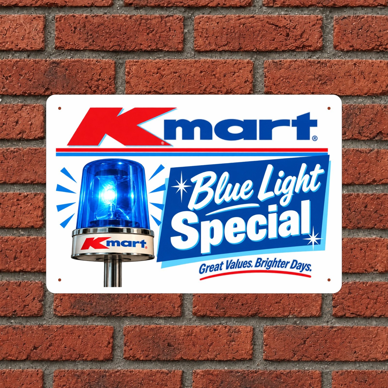 Vintage Kmart Blue Light Special 8x12 Sign Retro Store Decor