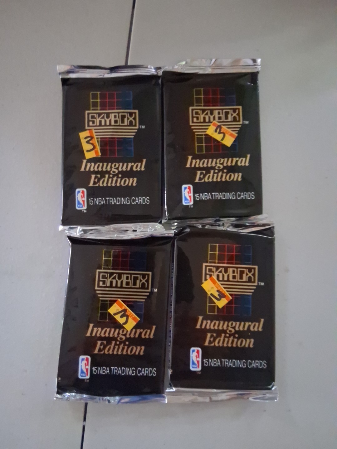 1990-91 Skybox Inaugural Edition NBA Basketball Cards four (4) Packs - Unopened 1990-91 Skybox Inaugural Edition NBA Basketball Cards four (4) Packs - Unopened
