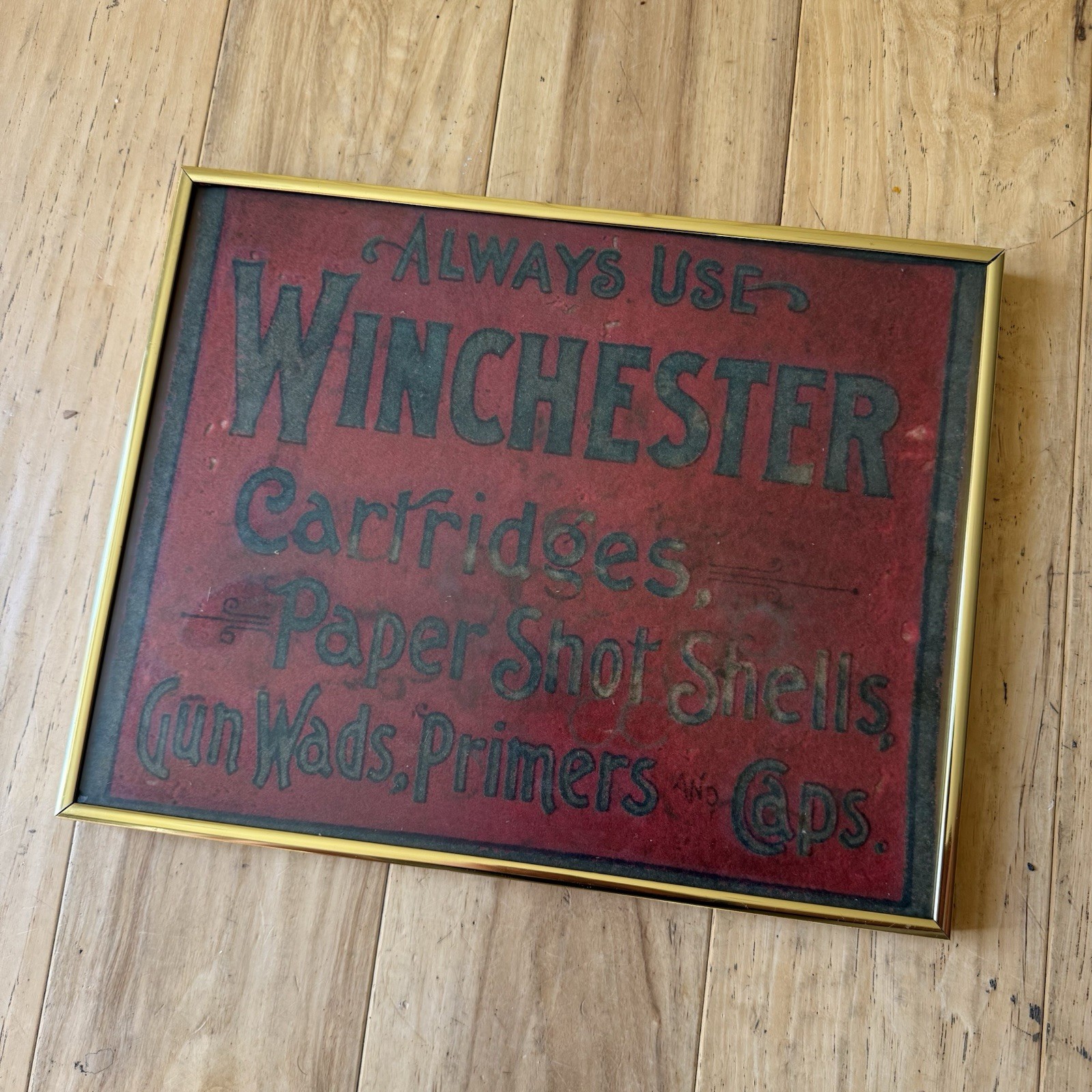 Early 1900s Winchester Rifle Gun Ammunition Advertising Store Counter Felt Sign