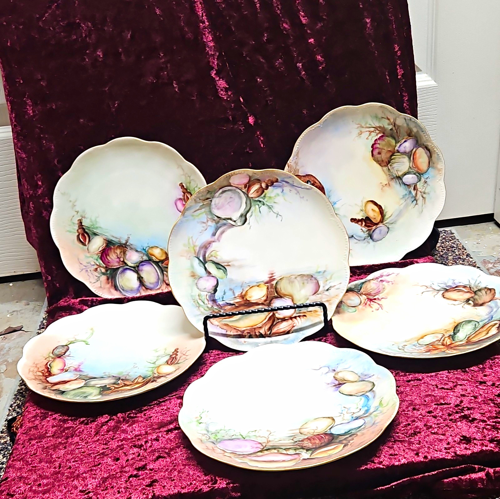 Antique Haviland Limoges signed Plates Set of 6 Pristine Hand Painted 1894-1931