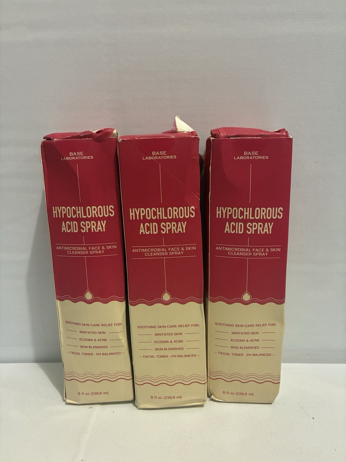 Lot Of 3-BASE LABORATORIES Hypochlorous Acid Spray for Face & Skin, 8 oz Each