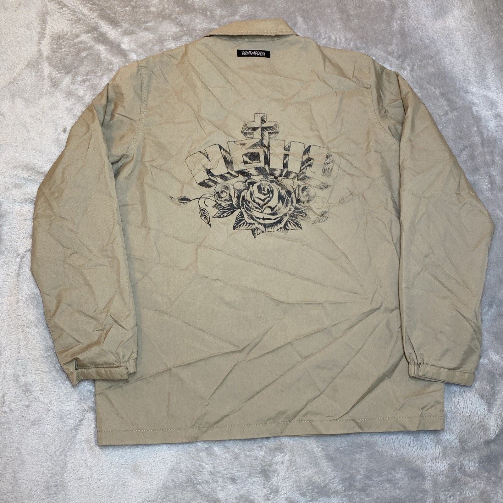 Vintage 00s Stussy X NBHD Boneyards Coaches Jacket Men\'s M Tan Skater Streetwear