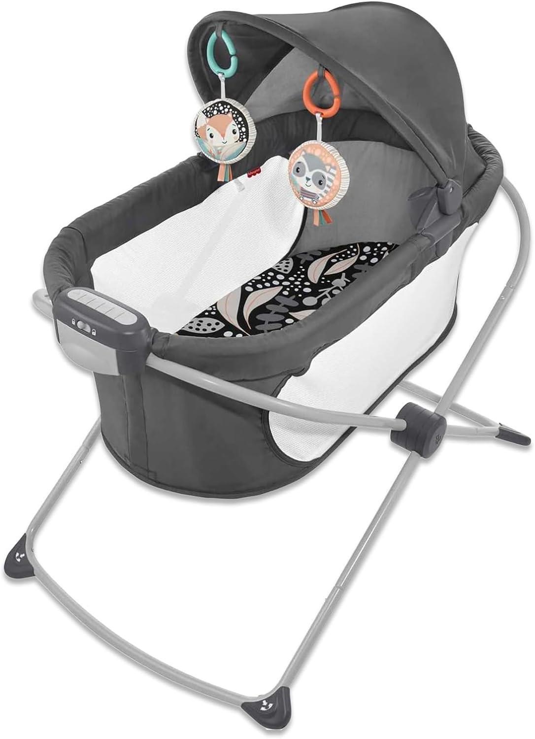 Fisher-Price Baby Crib Soothing View Portable Bassinet Foldable Bedside