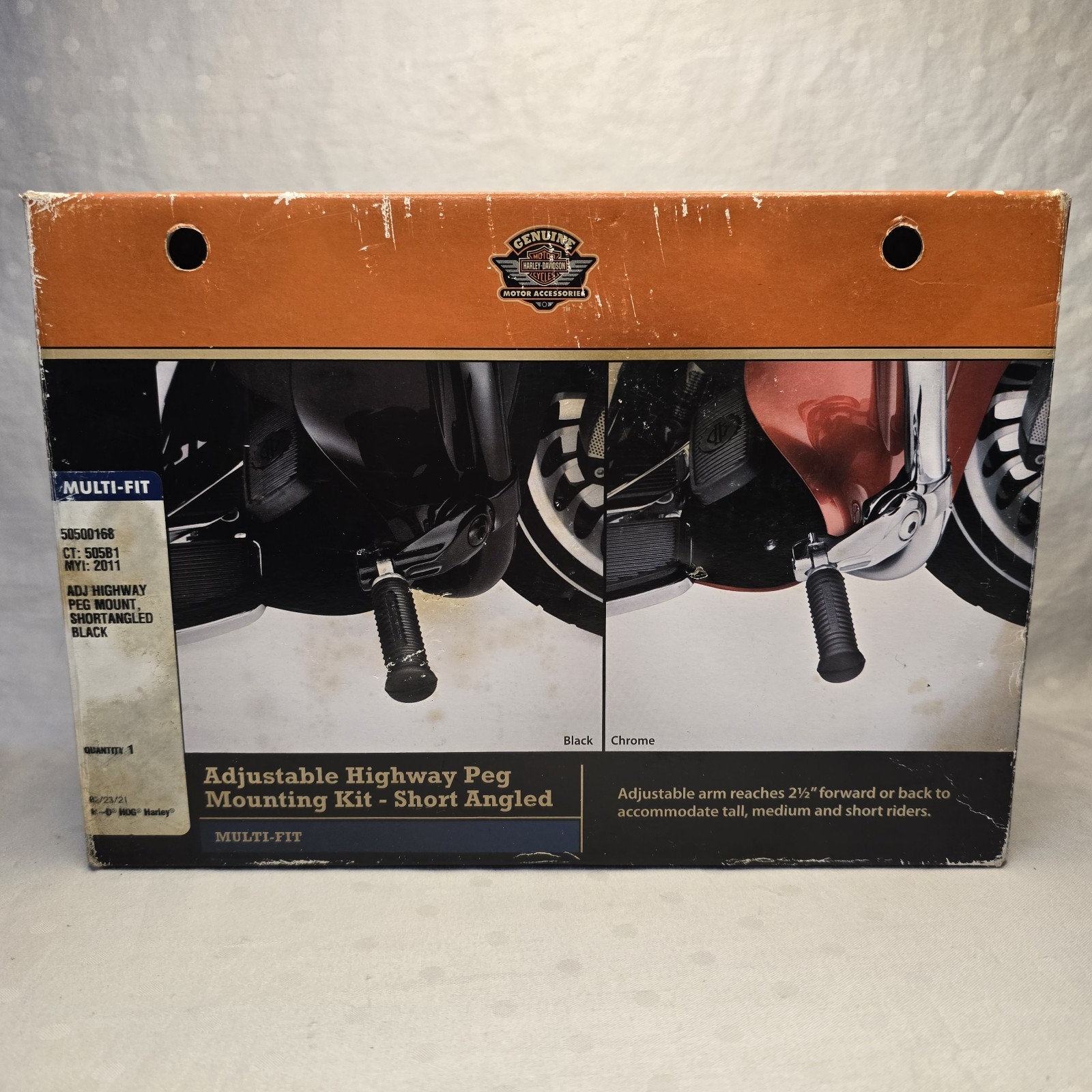 Harley-Davidson Adjustable Highway Peg Mount Kit Black 50500168 Multi-Fit