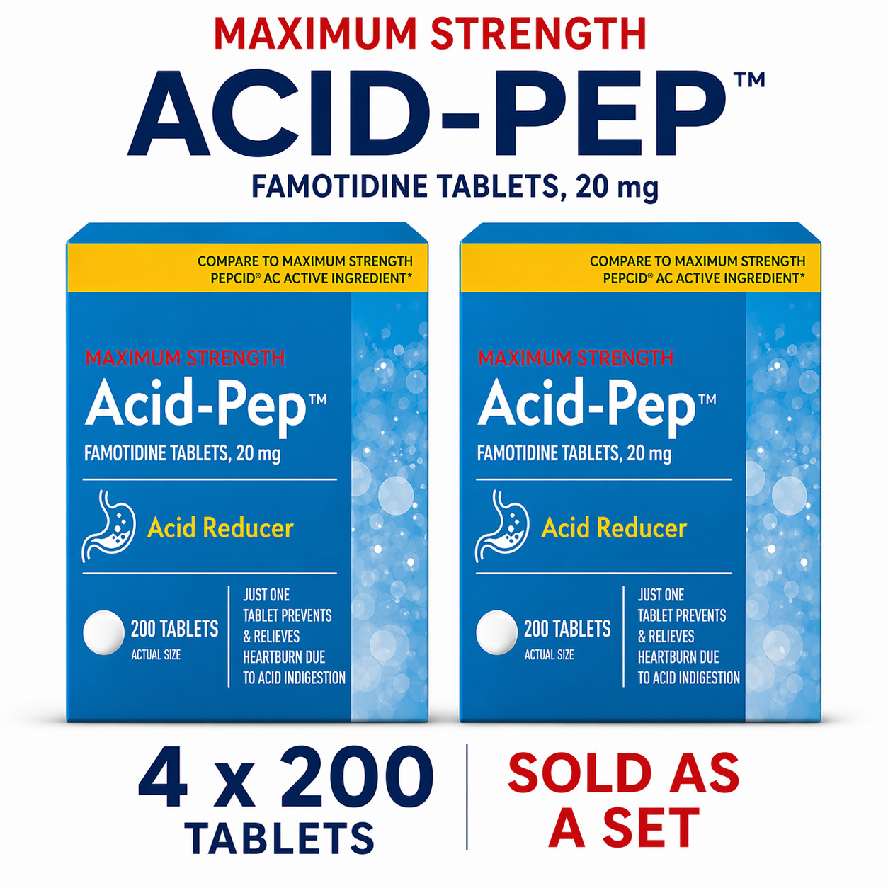 Acid-Pep Famotidine Tablets, 20 mg (100 ct, 4pk.) - Member\'s mark Acid-Pep Famotidine Tablets, 20 mg (100 ct, 4pk.) - Member\'s mark
