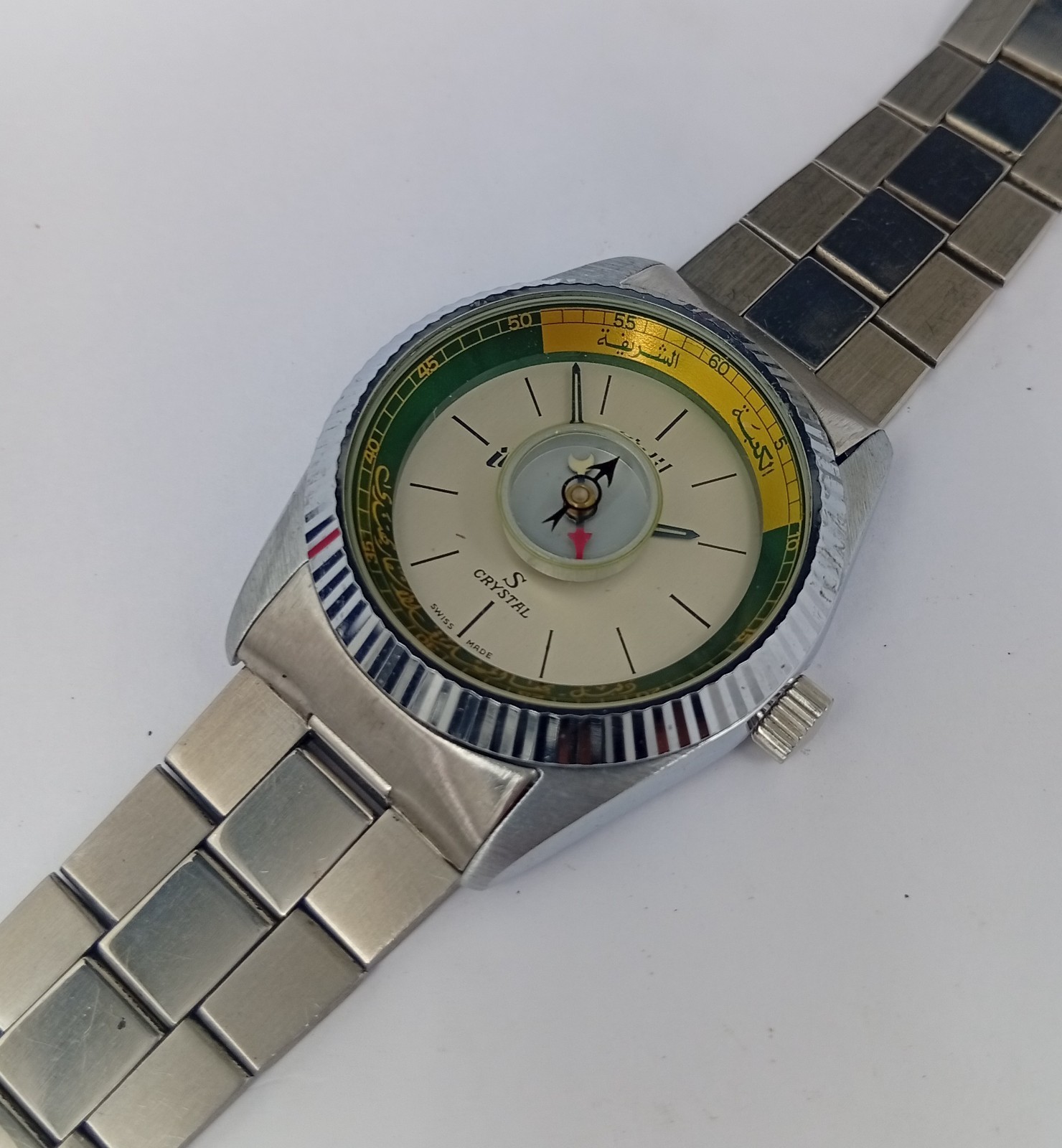 NOS Dalil Crystal 5031 UTC-SK  Manual Wind Compass Dial Men’s Sicura Swiss Watch
