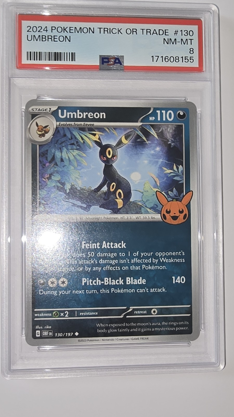 2024 POKEMON TRICK OR TRADE #130 UMBREON PSA 8