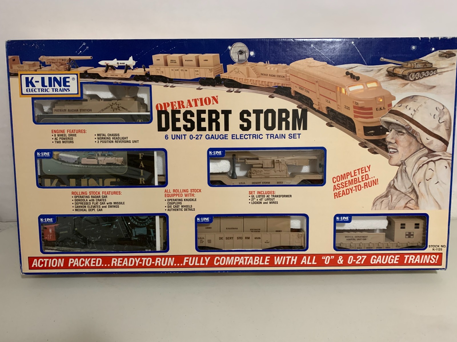 K-LINE O/O-27 #K-1125, OPERATION DESERT STORM TRAIN SET, OB (1991)