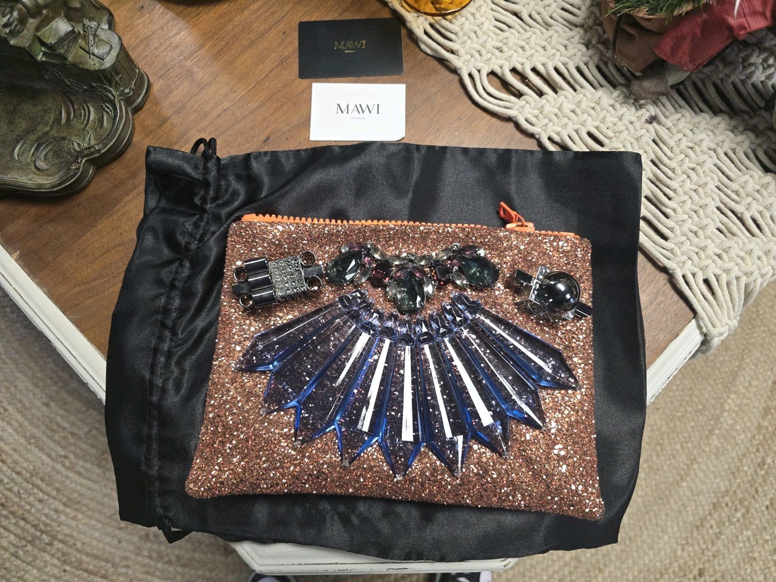 NEW MAWI Made In England Rare Glitter Clutch Bag NEW MAWI Made In England Rare Glitter Clutch Bag