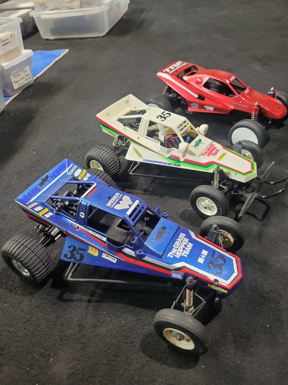 Tamiya Grasshoppers Lot Of 3 Cars,, never ran , New Tires