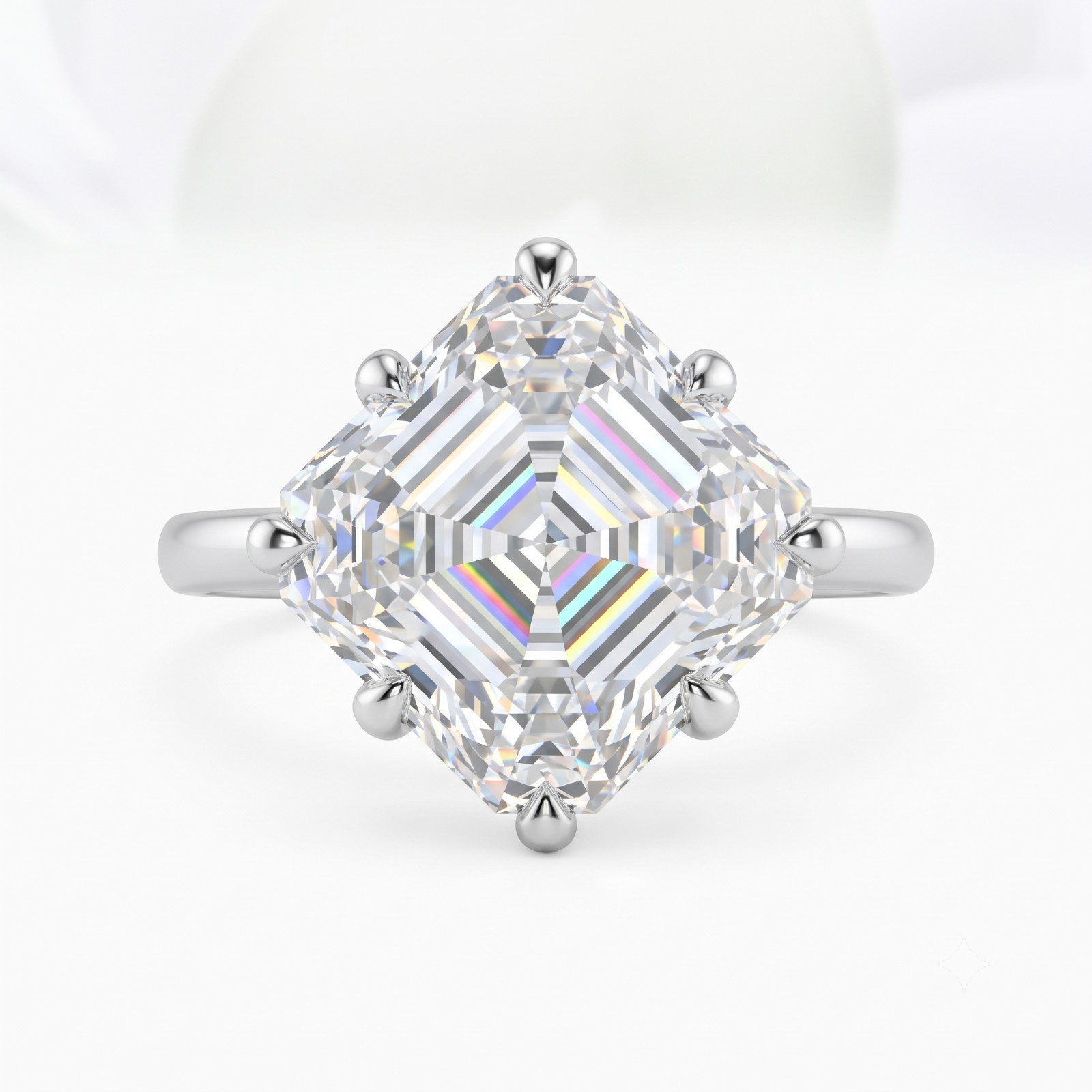 5.40 Ct Certified VVS-E-F-Asscher White Diamond Ring-Great Shine-FREE Studs