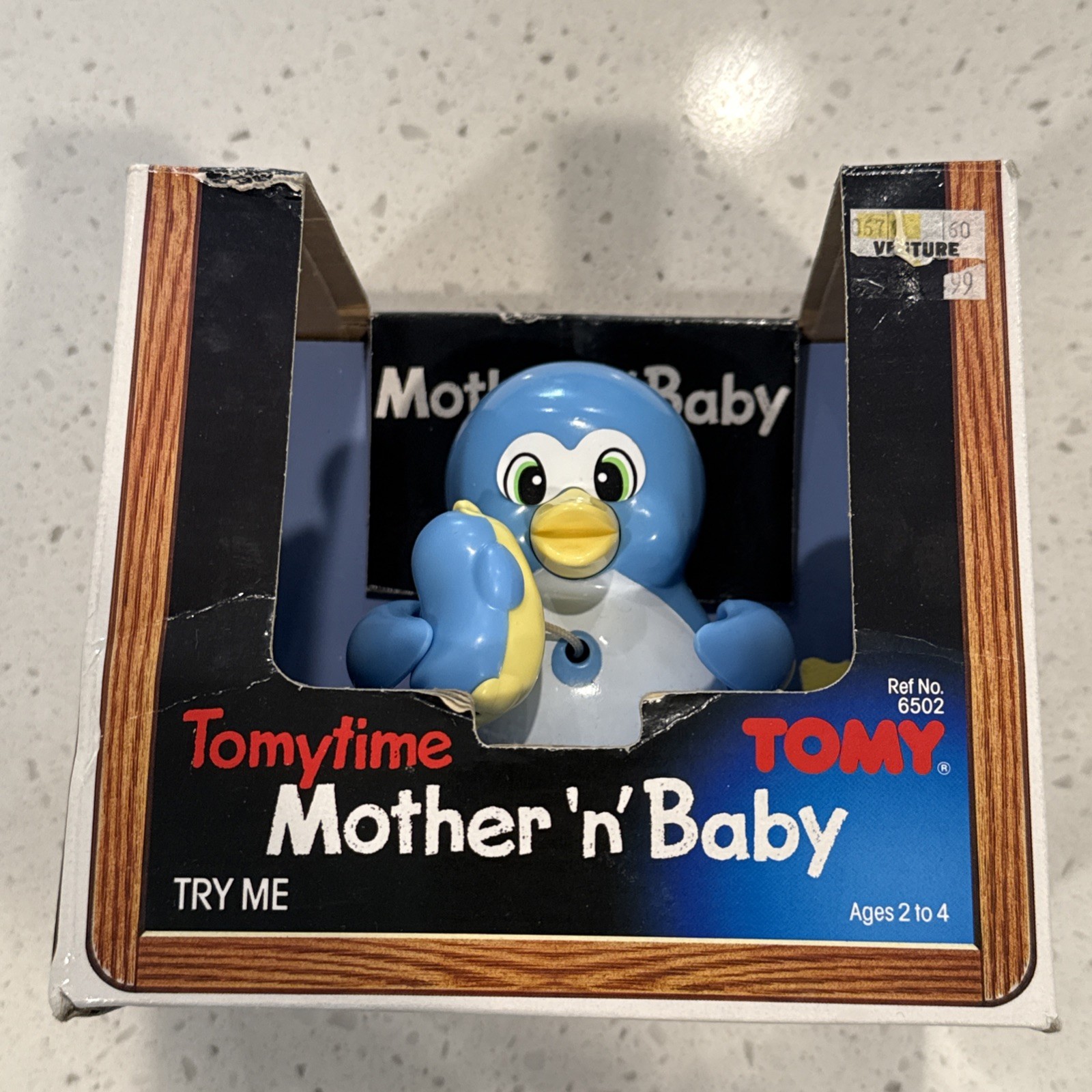 TOMY Mother n Baby PENGUIN Pull String Toy Vintage 1994 Preschool Baby Rare New
