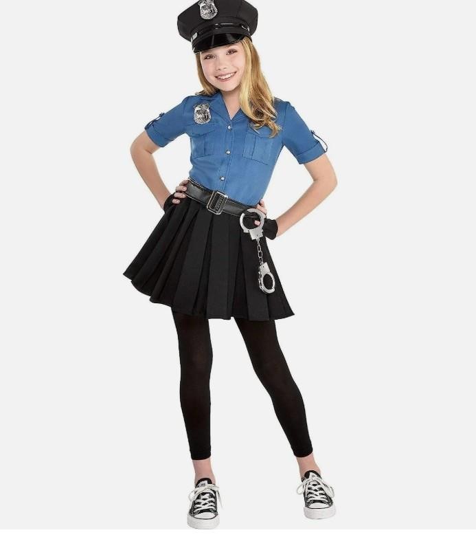 NEW Cop Cutie 2 Police Officer Girl Blue Fancy Dress Up Halloween Costume S 4-6