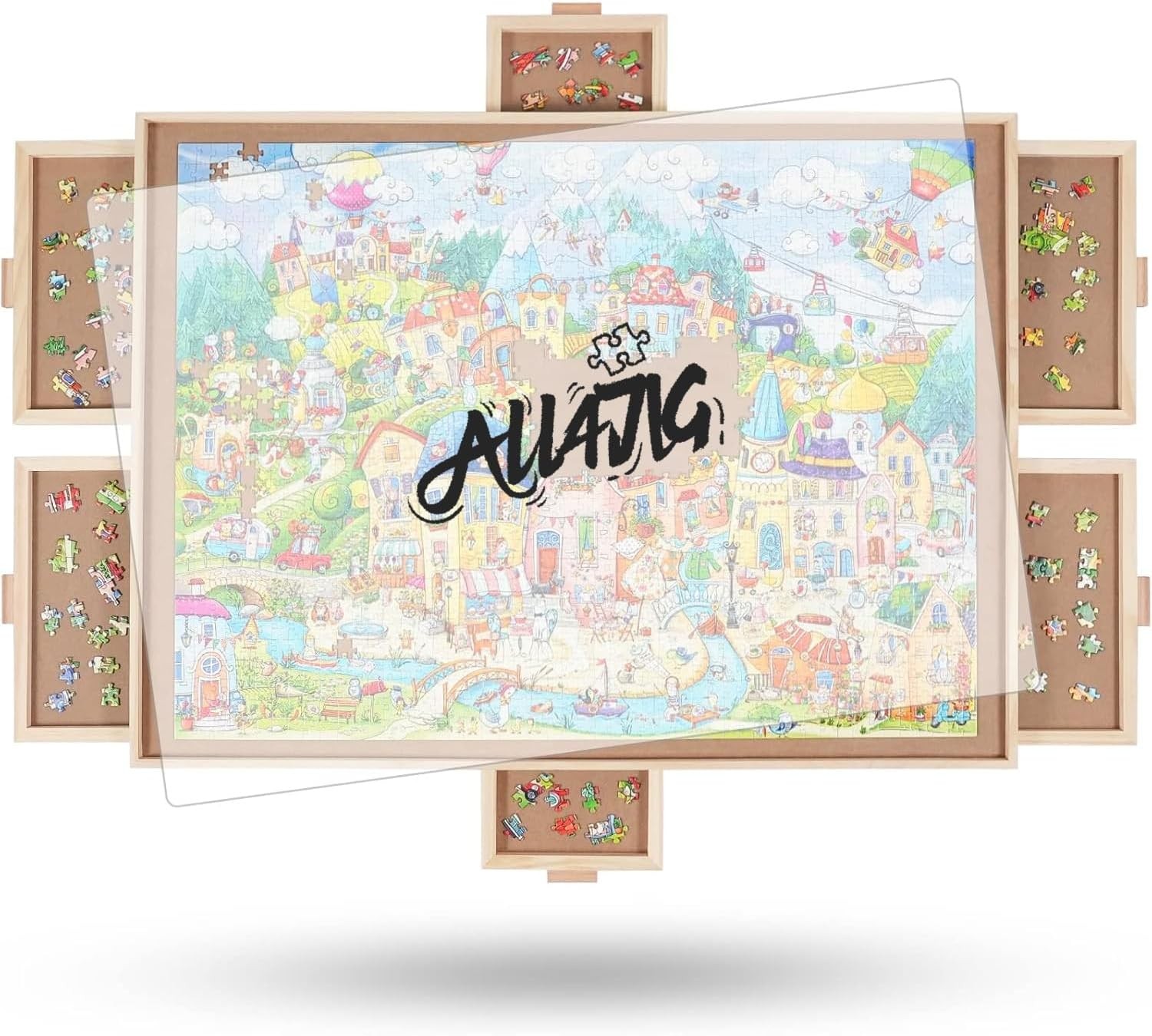 ALL4JIG 1500-Piece Rotating Jigsaw Puzzle with 6 Drawers and Lid ALL4JIG 1500-Piece Rotating Jigsaw Puzzle with 6 Drawers and Lid