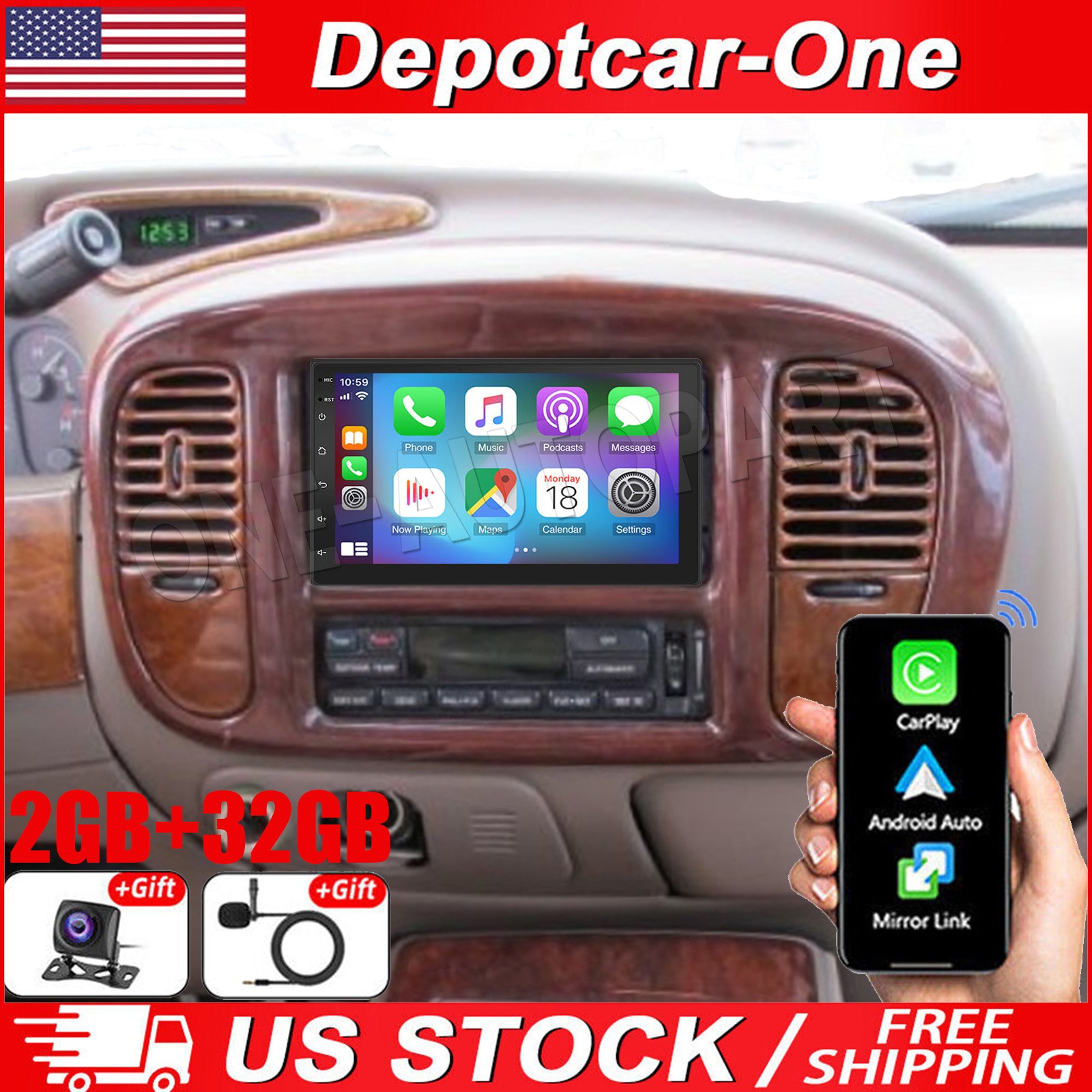 7'' Car Radio Stereo For Lincoln Navigator 1998-2002 Android 13 CarPlay GPS Navi