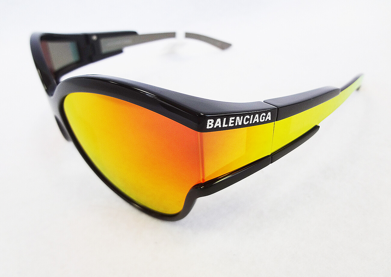 BALENCIAGA Sunglasses BB0038S 004 Wrap Mirrored Black/Orange MADE IN JAPAN - New BALENCIAGA Sunglasses BB0038S 004 Wrap Mirrored Black/Orange MADE IN JAPAN - New