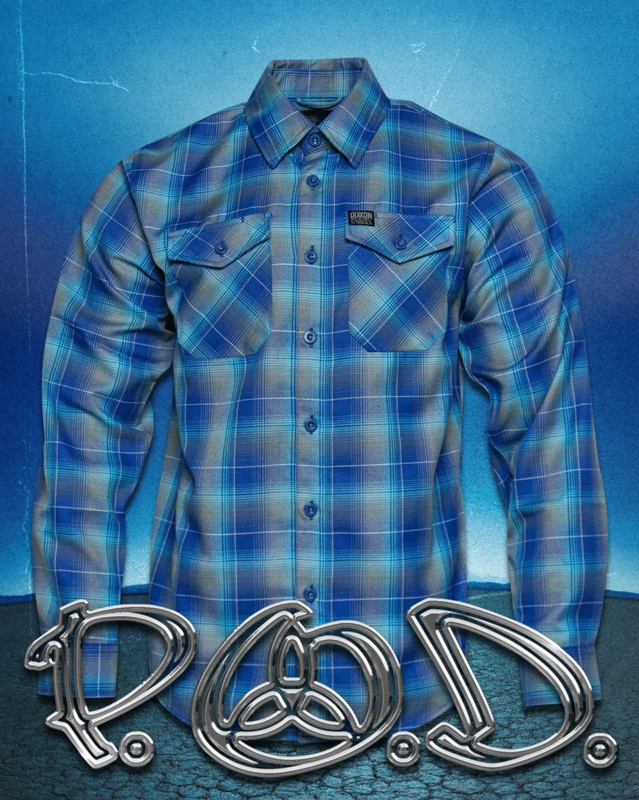 DIXXON P.O.D. Satellite Flannel Men's Blue Gray Plaid Collaboration Shirt