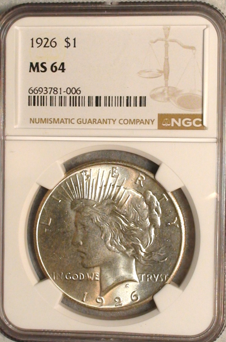 1926 P Peace Silver Dollar NGC MS64 BETTER DATE NEAR GEM UNCIRCULATED $1 Coin