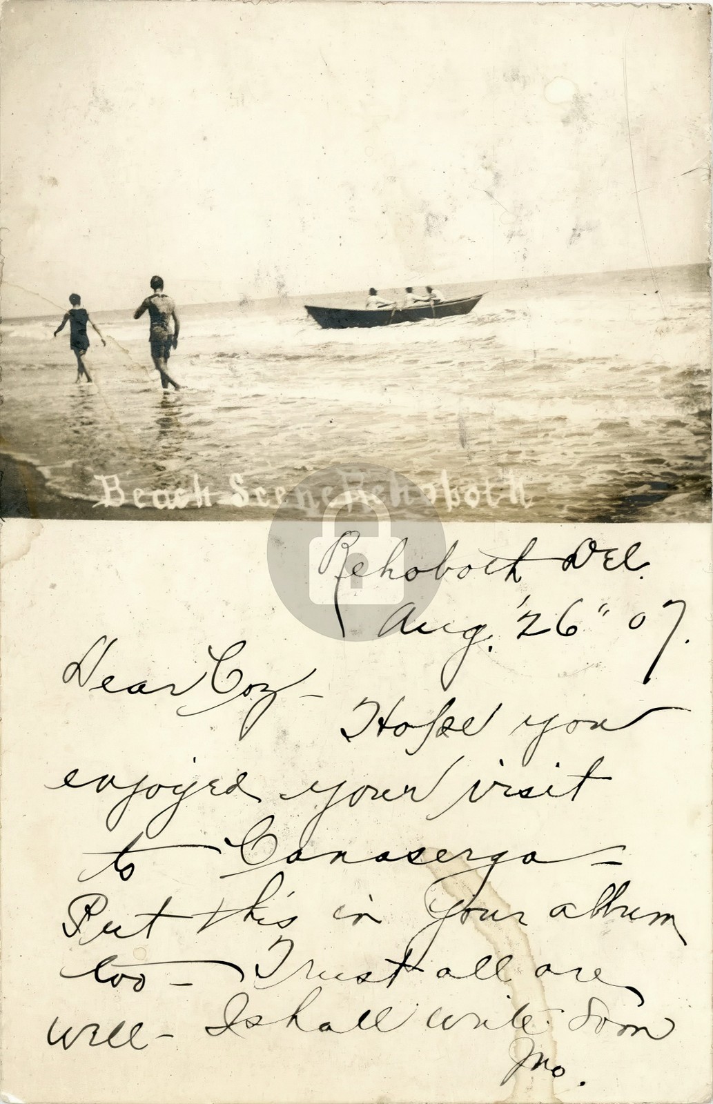 1907 Boat Surf Rehoboth Beach DE Delaware RPPC Photo Postcard COPY 1907 Boat Surf Rehoboth Beach DE Delaware RPPC Photo Postcard COPY
